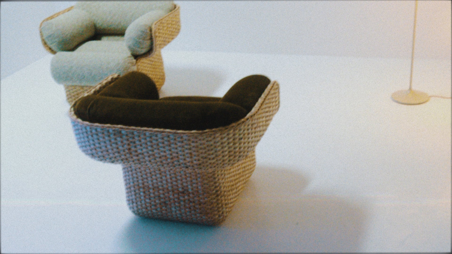 BASKET Sessel grün mit Rattan