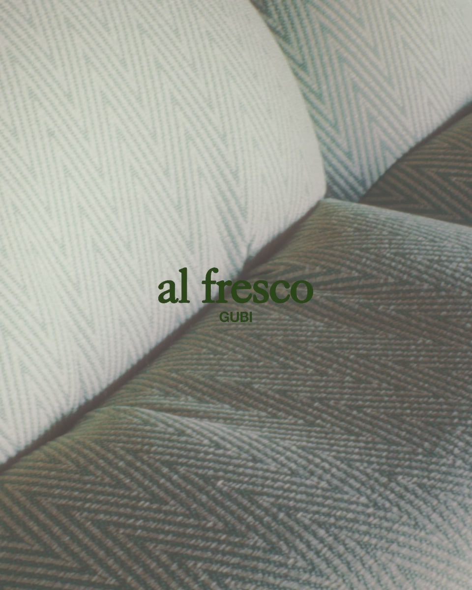 Outdoor pouf PACHA upholstered with a gold base