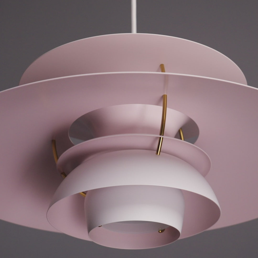 Lampa wisząca PH 5 pastelowy ostrygowy z błękitnym i różowym