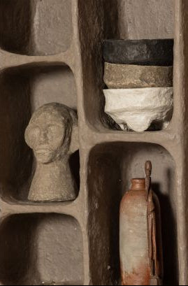 Shelf clay gray paper mâché