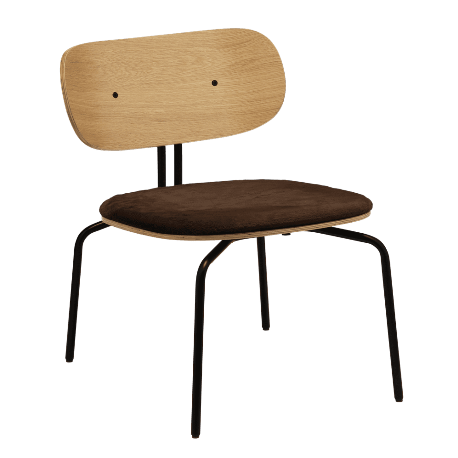Curious armchair brown plush with a black base