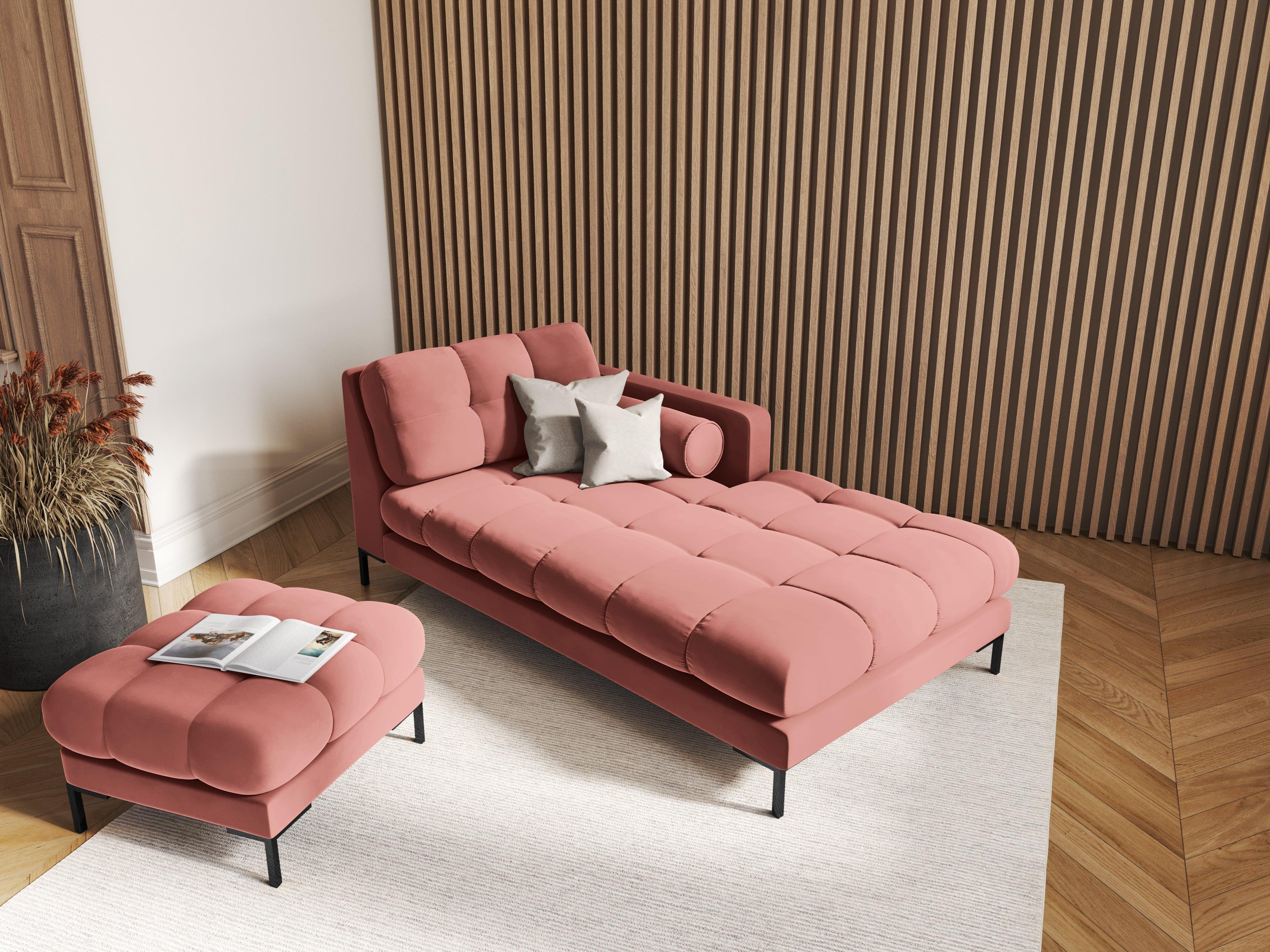 Puf aksamitny BALI różowy z czarną podstawą Cosmopolitan Design Eye on Design
