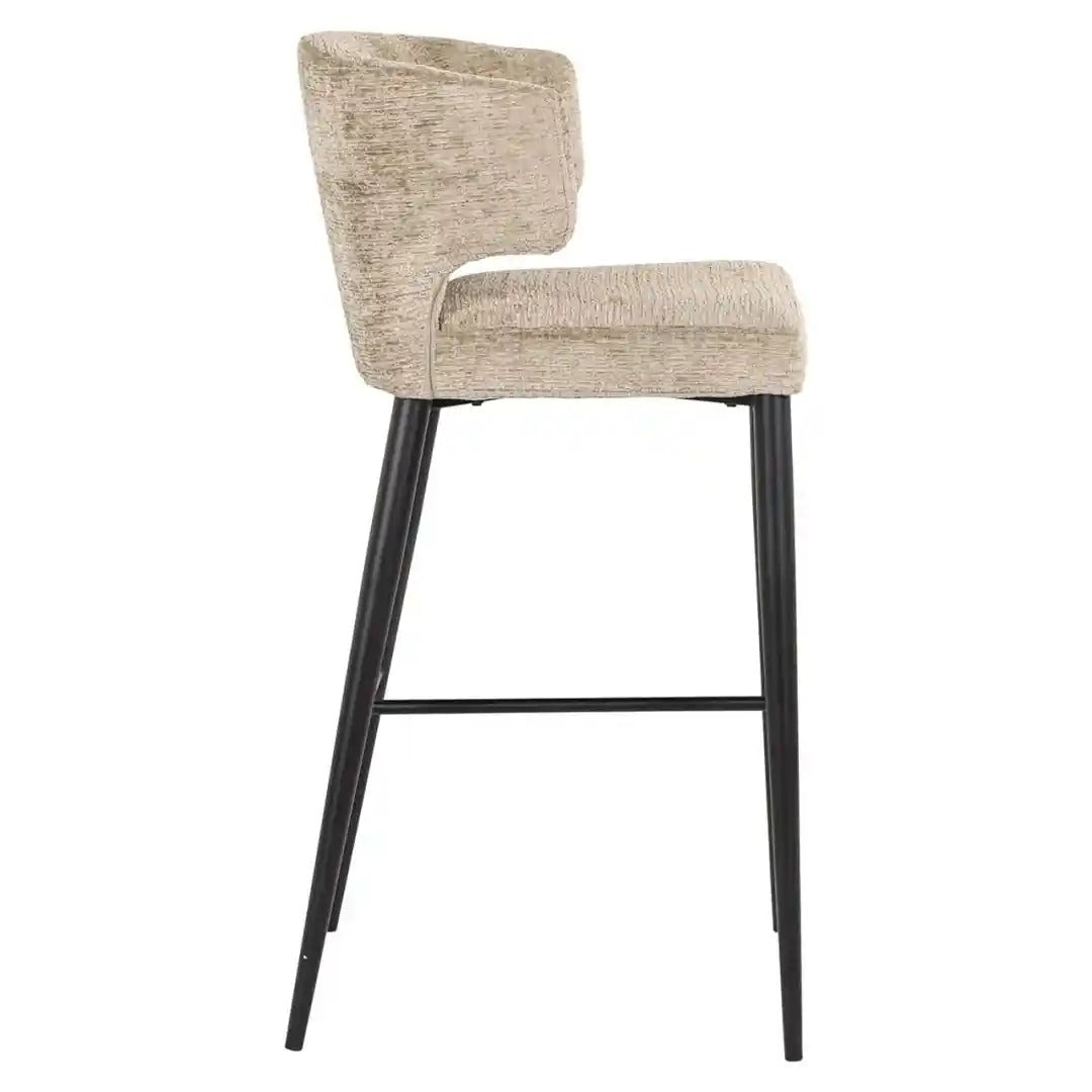 Barhocker TAYLOR beige mit schwarzem Fuß