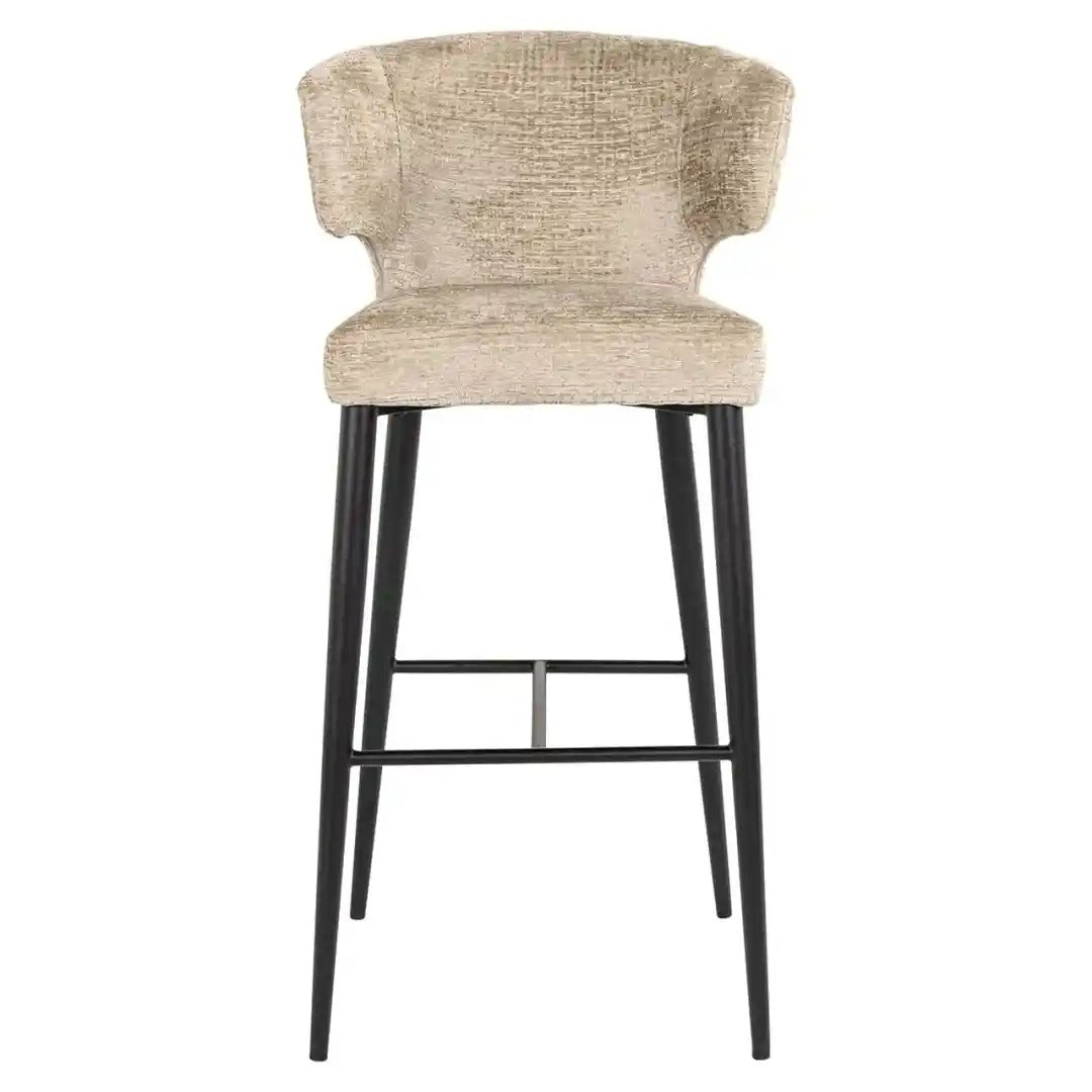 Barhocker TAYLOR beige mit schwarzem Fuß