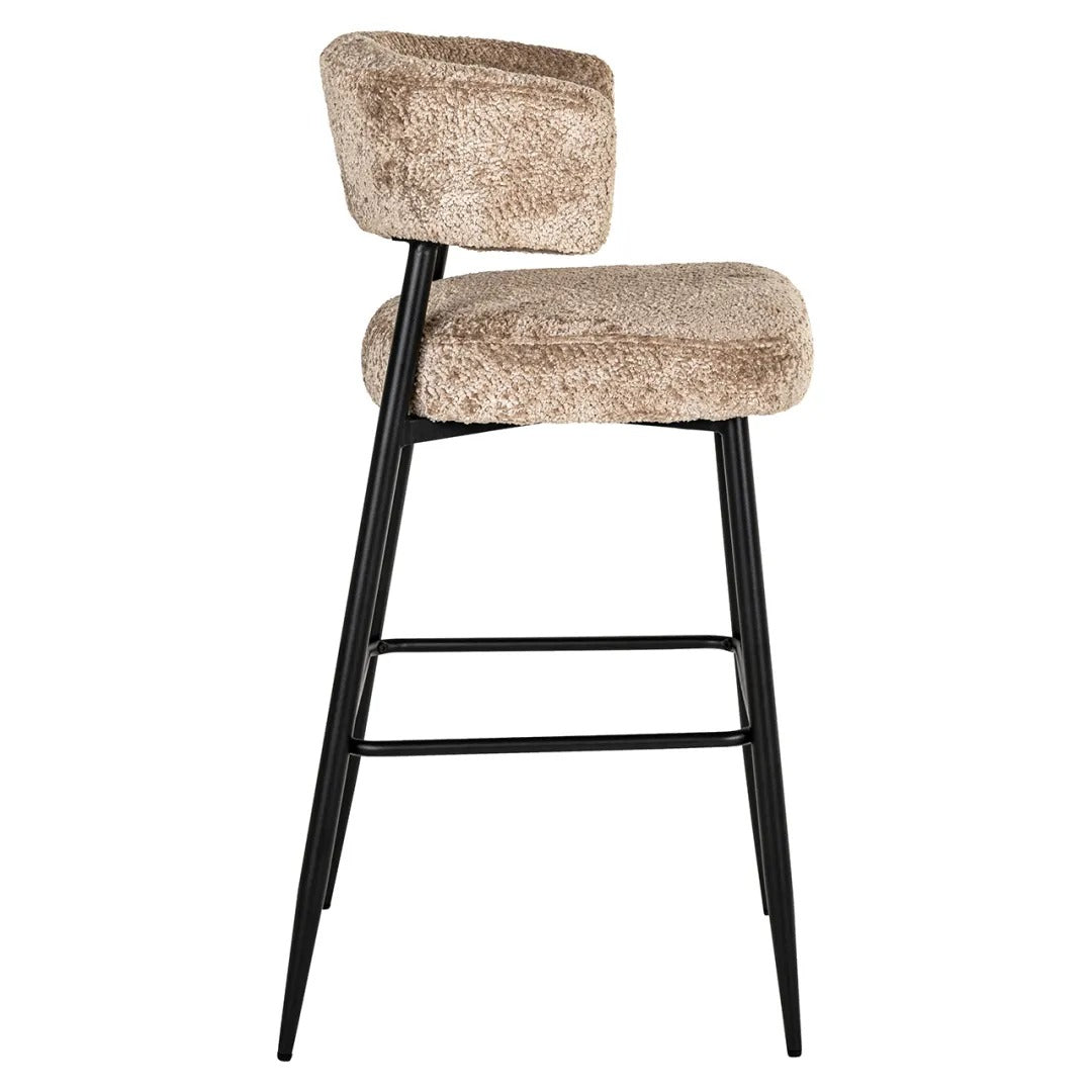 ROCHELLE bar stool set brown with black base