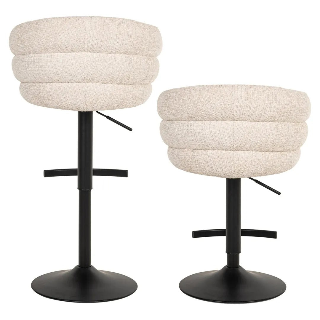Beige bar stool NIKKI with a black base