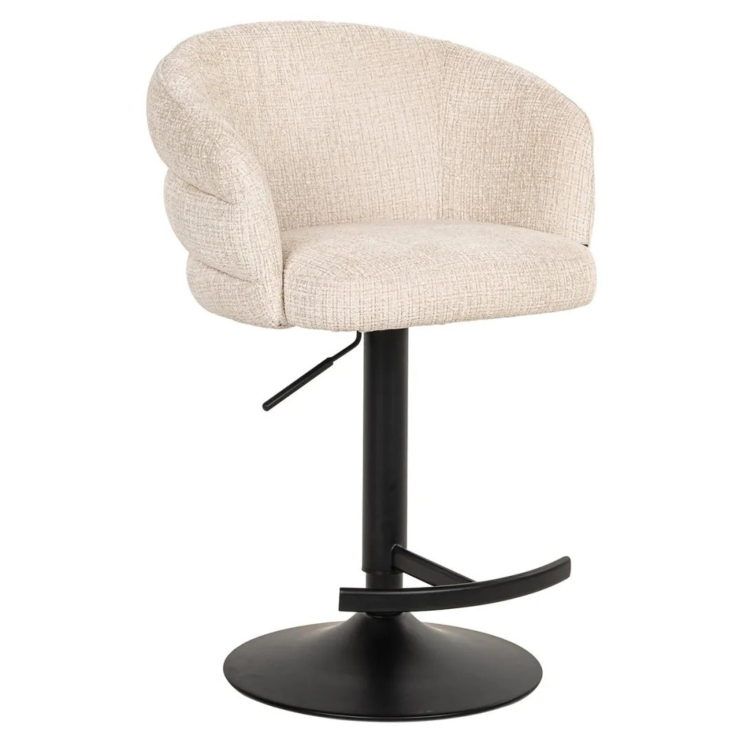 Beige bar stool NIKKI with a black base