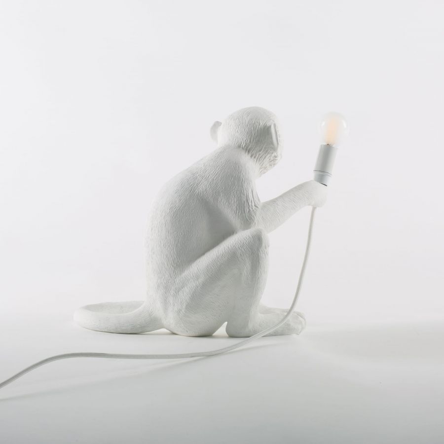MONKEY SITTING table lamp white
