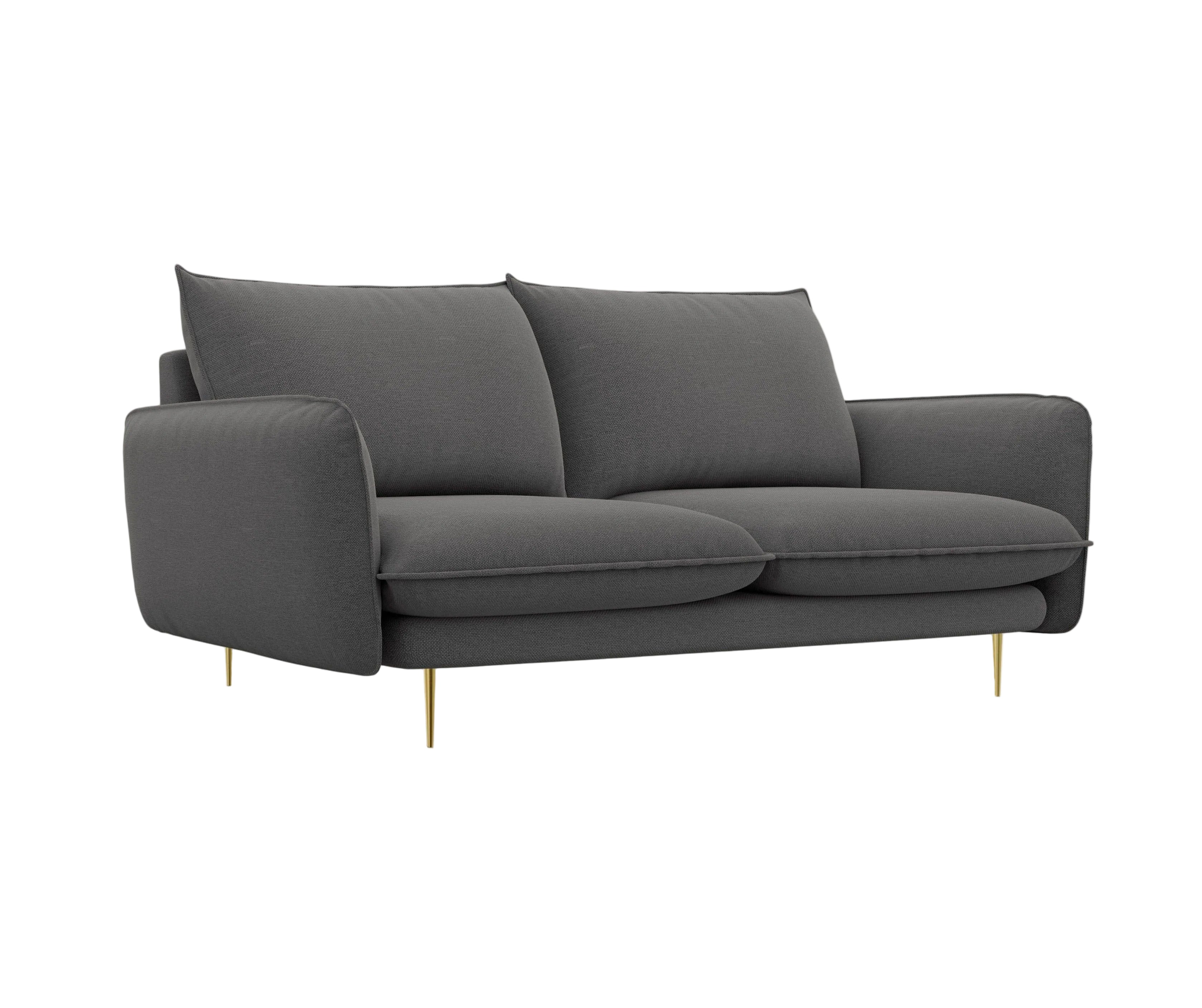 Sofa 2-osobowa VIENNA ciemnoszary ze złotą podstawą Cosmopolitan Design Eye on Design