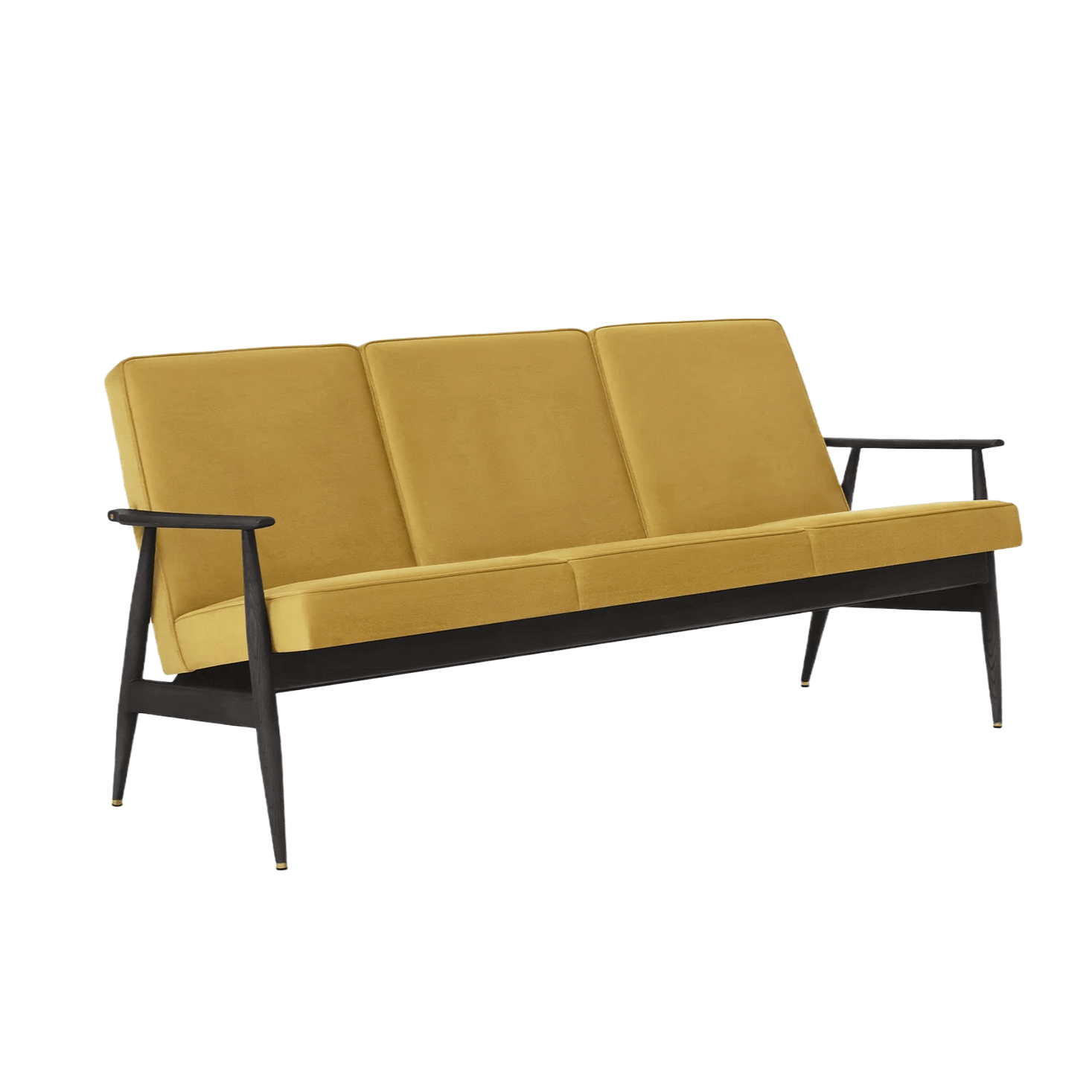 Sofa 3-osobowa dzielona FOX żółty w tkaninie Shine Velvet Mustard 366 concept Jesion-04 Eye on Design