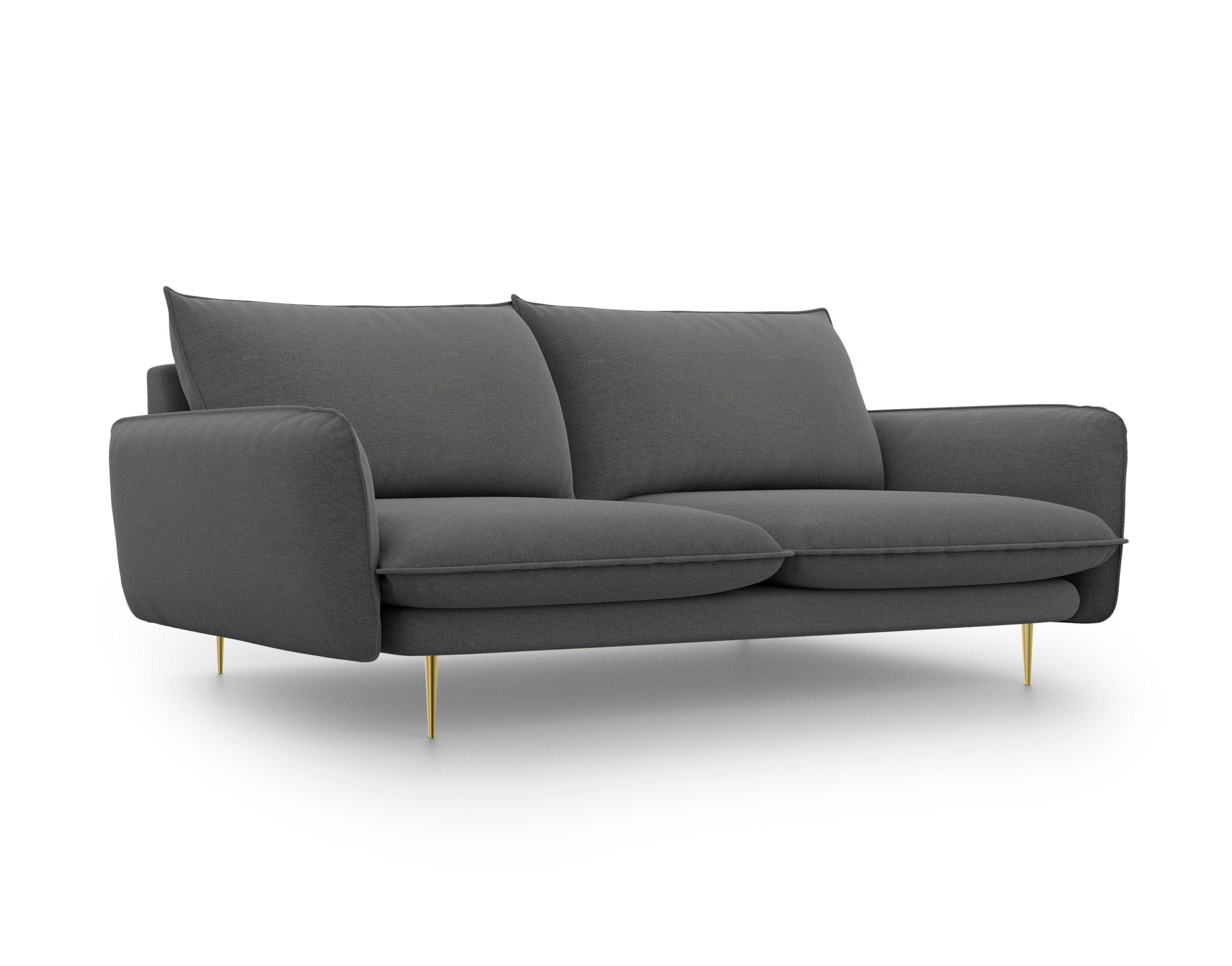 Sofa 3-osobowa VIENNA ciemnoszary ze złotą podstawą Cosmopolitan Design Eye on Design