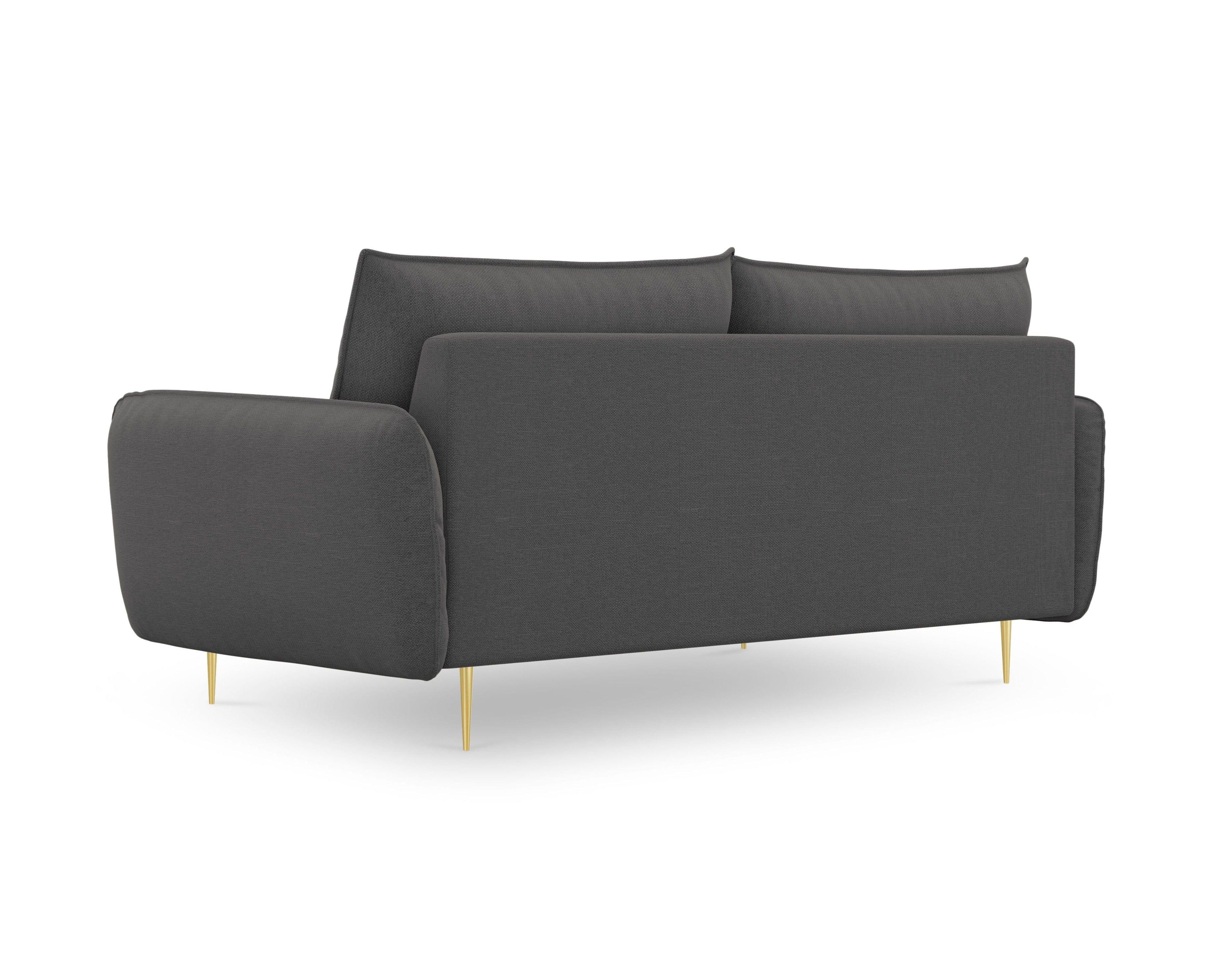 Sofa 3-osobowa VIENNA ciemnoszary ze złotą podstawą Cosmopolitan Design Eye on Design