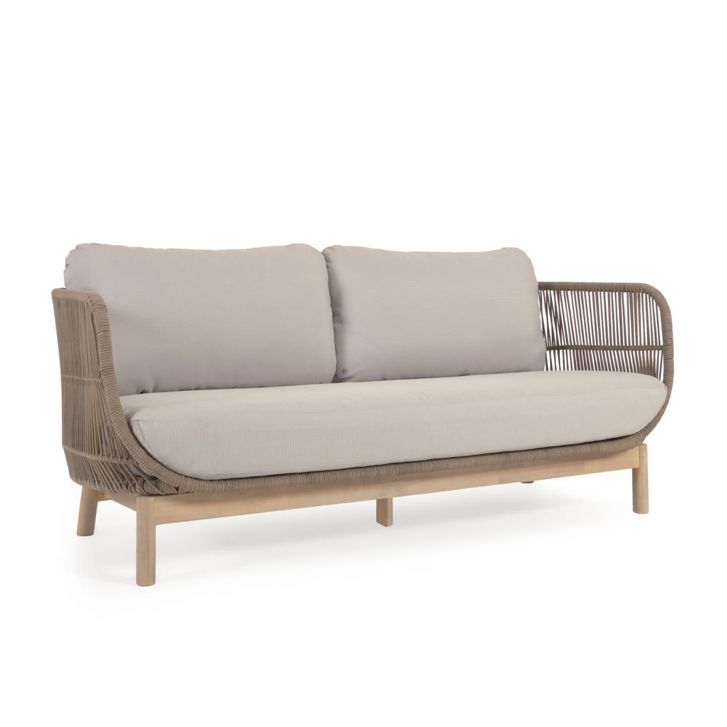 Sofa 3-osobowa zewnętrzna CATALINA beżowy z wykończeniem z litego drewna La Forma Eye on Design