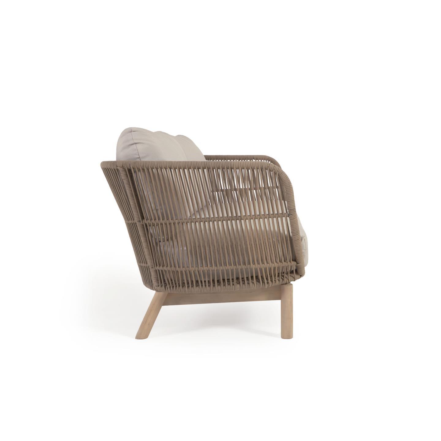 Sofa 3-osobowa zewnętrzna CATALINA beżowy z wykończeniem z litego drewna La Forma Eye on Design