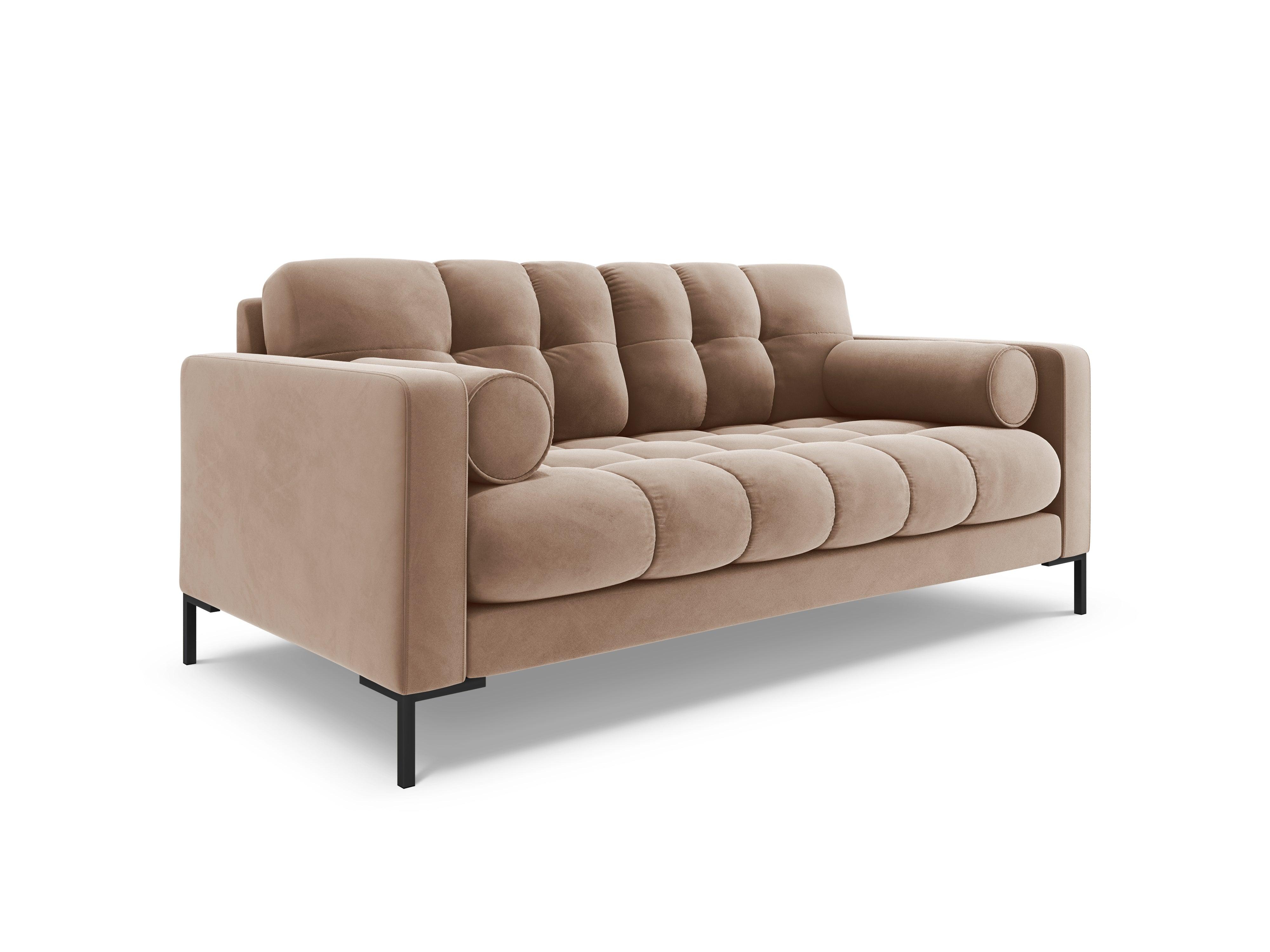 Sofa aksamitna 2-osobowa BALI beżowy z czarną podstawą Cosmopolitan Design Eye on Design