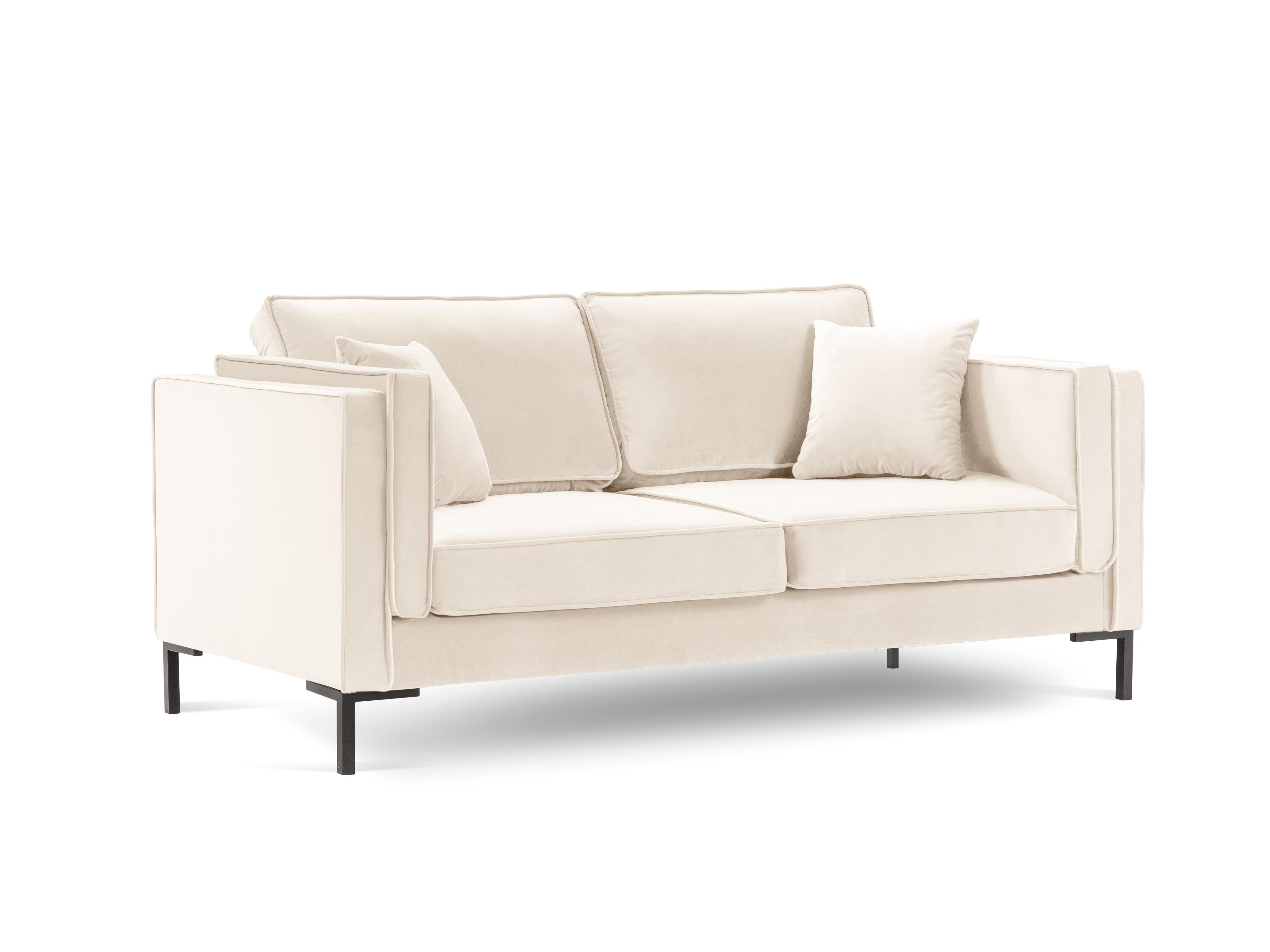 Sofa aksamitna 2-osobowa LUIS beżowy z czarną podstawą Milo Casa Eye on Design