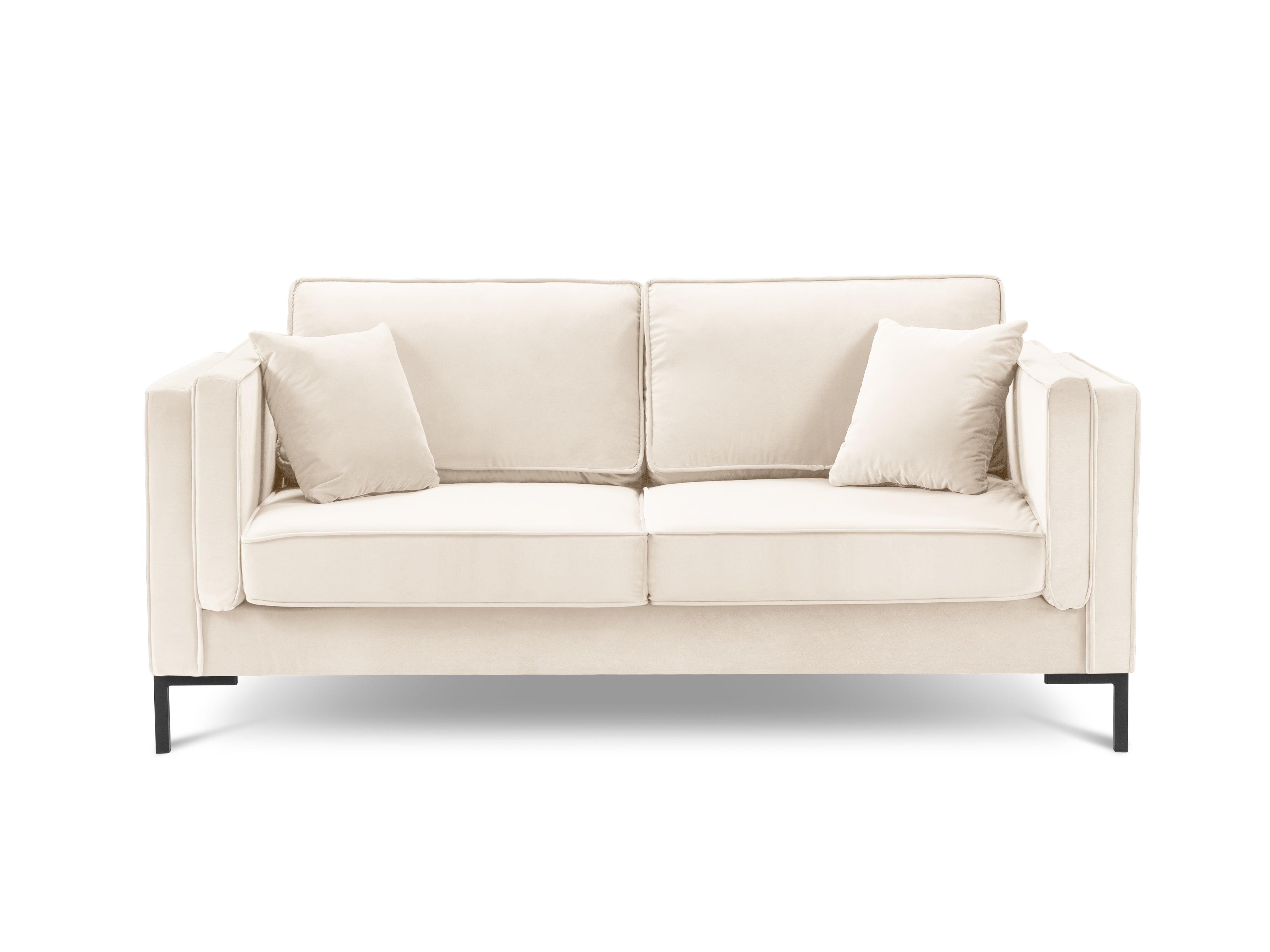 Sofa aksamitna 2-osobowa LUIS beżowy z czarną podstawą Milo Casa Eye on Design