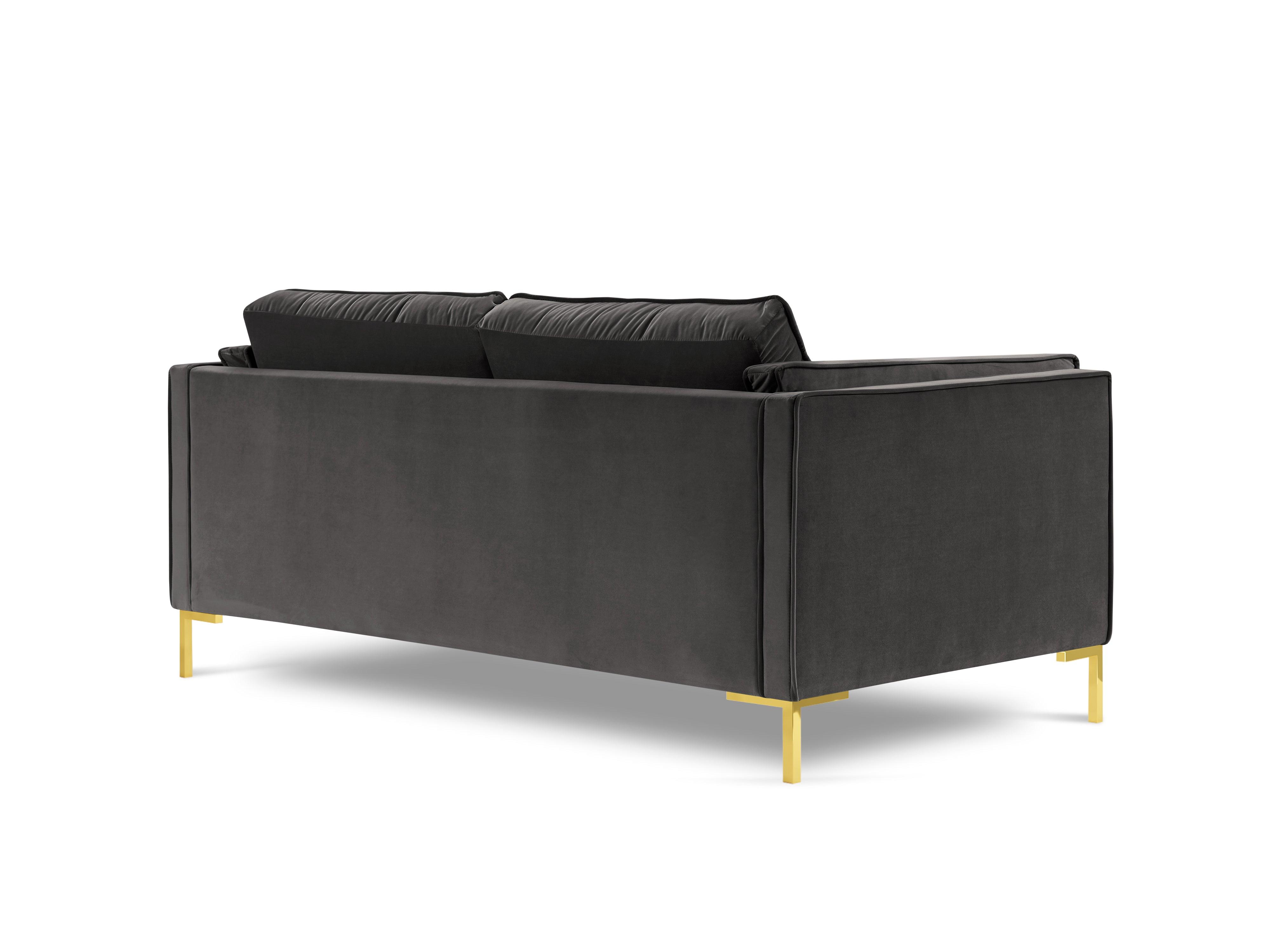Sofa aksamitna 2-osobowa LUIS ciemnoszary ze złotą podstawą Milo Casa Eye on Design