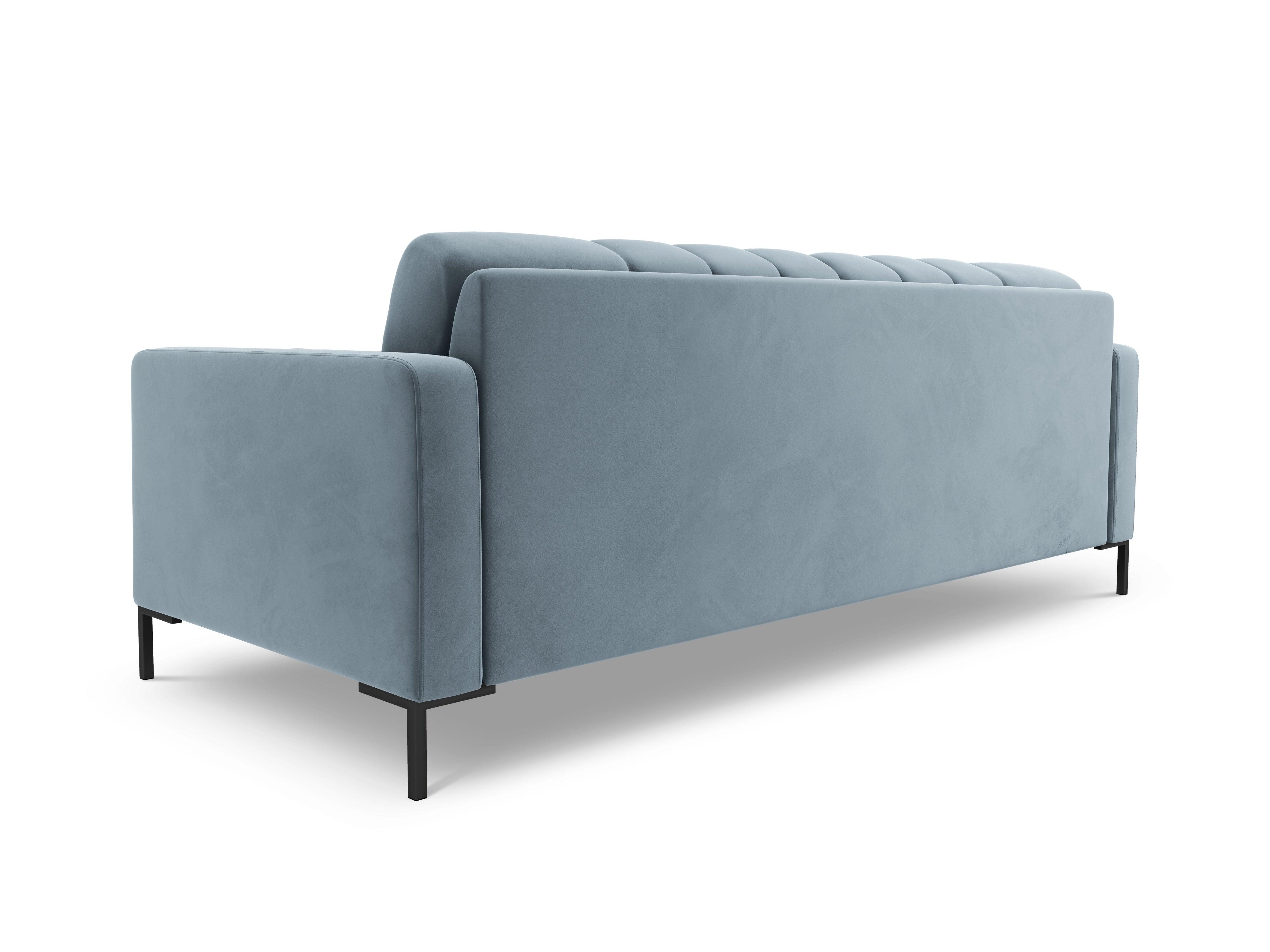 Sofa aksamitna 3-osobowa BALI jasnoniebieski z czarną podstawą Cosmopolitan Design Eye on Design