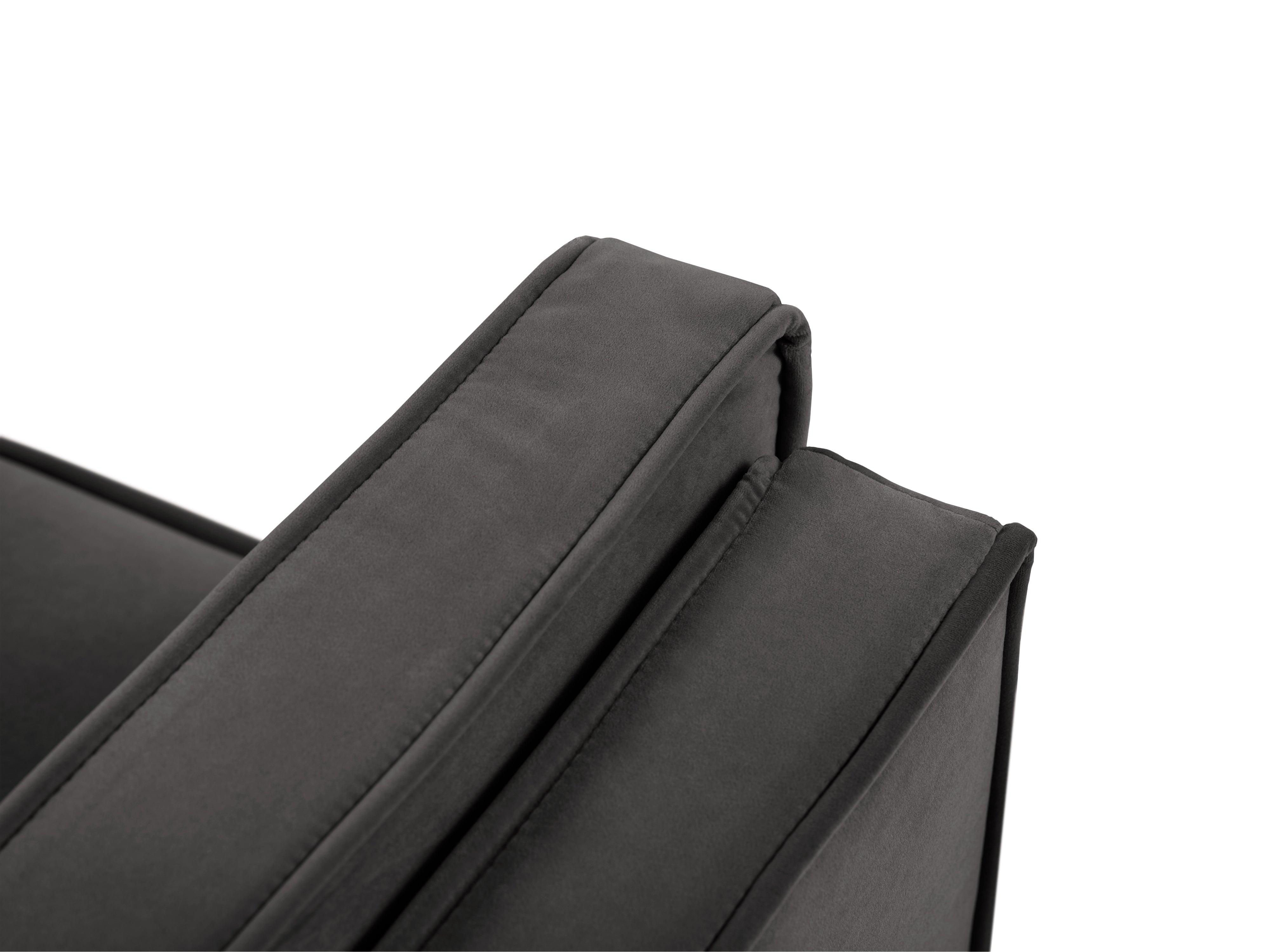 Sofa aksamitna 3-osobowa LUIS ciemnoszary z czarną podstawą Milo Casa Eye on Design