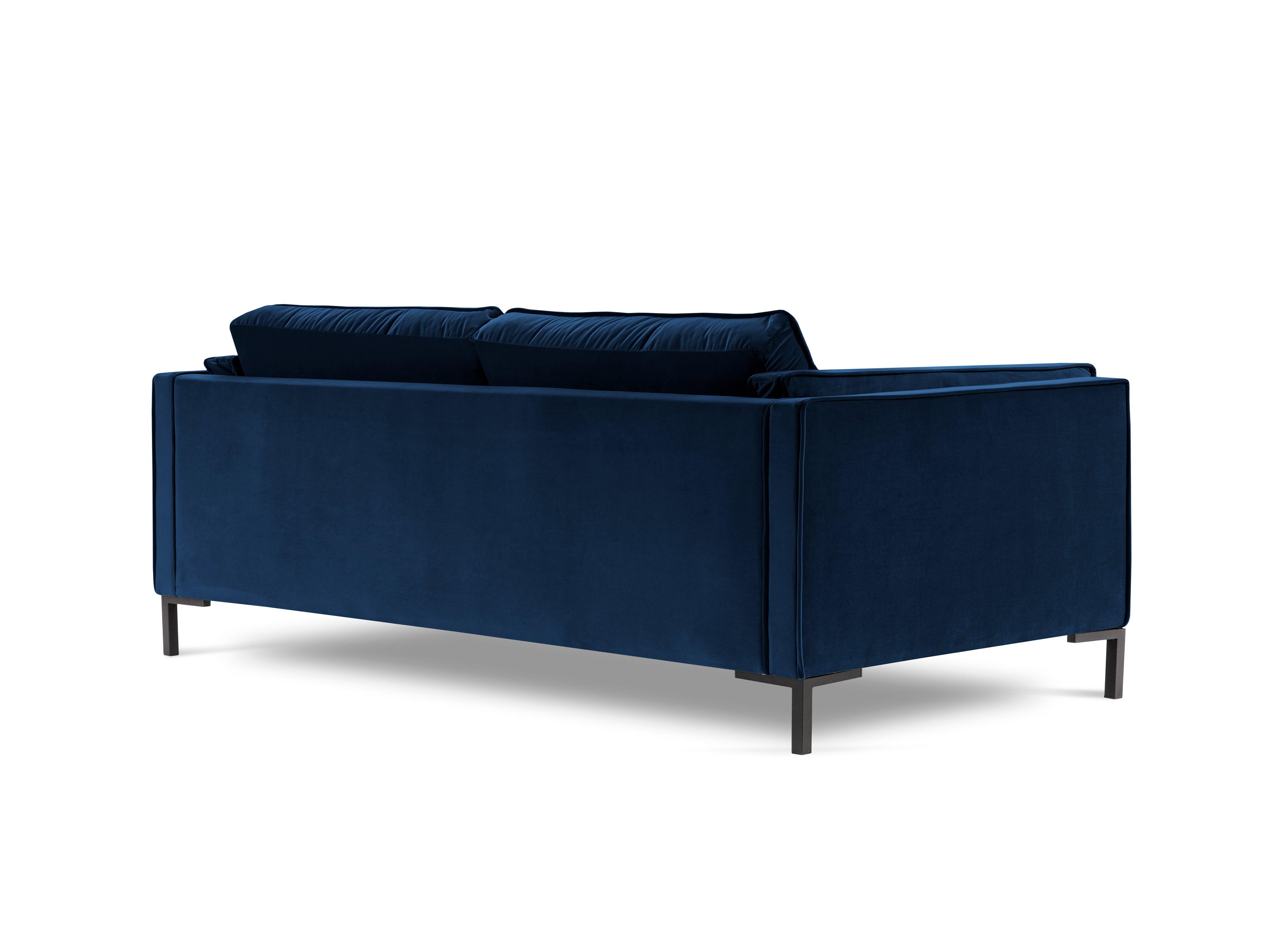 Sofa aksamitna 3-osobowa LUIS granat królewski z czarną podstawą Milo Casa Eye on Design