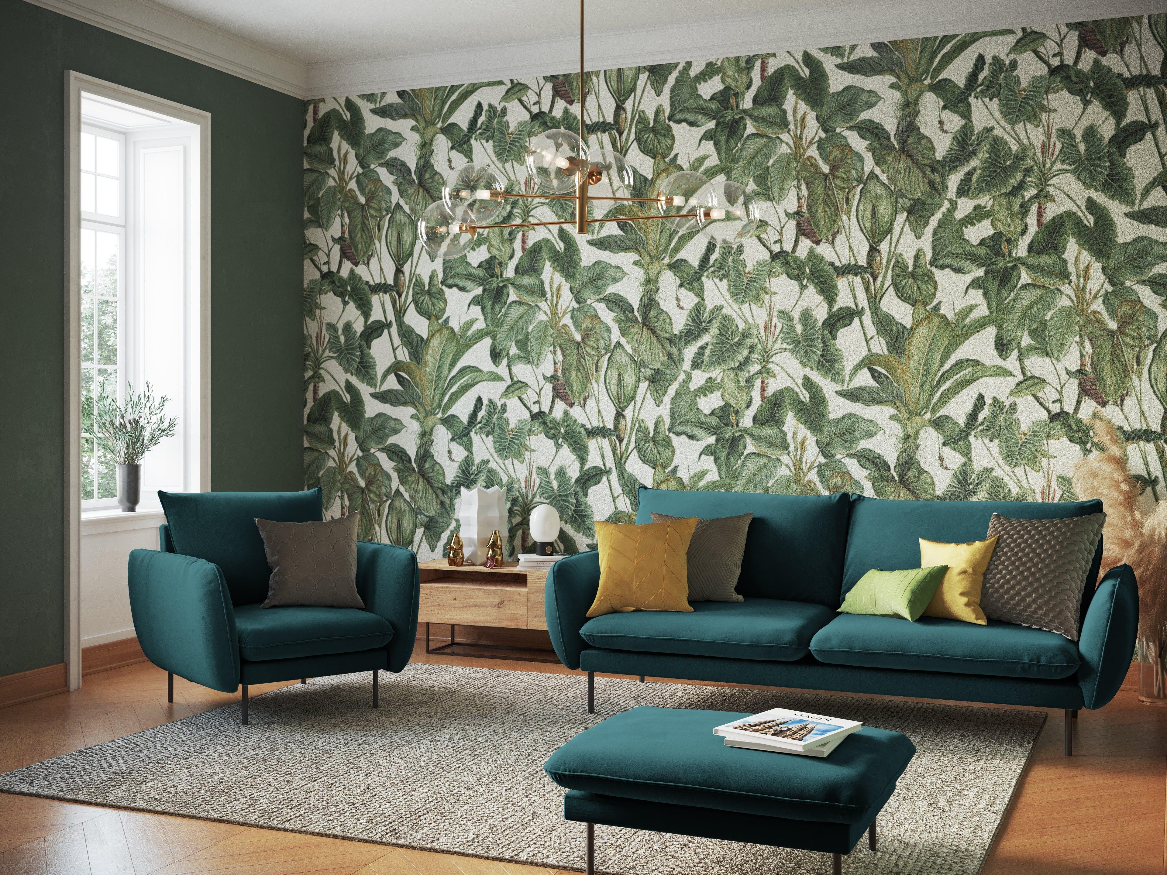 Sofa aksamitna 3-osobowa VIENNA morski z czarną podstawą Cosmopolitan Design Eye on Design