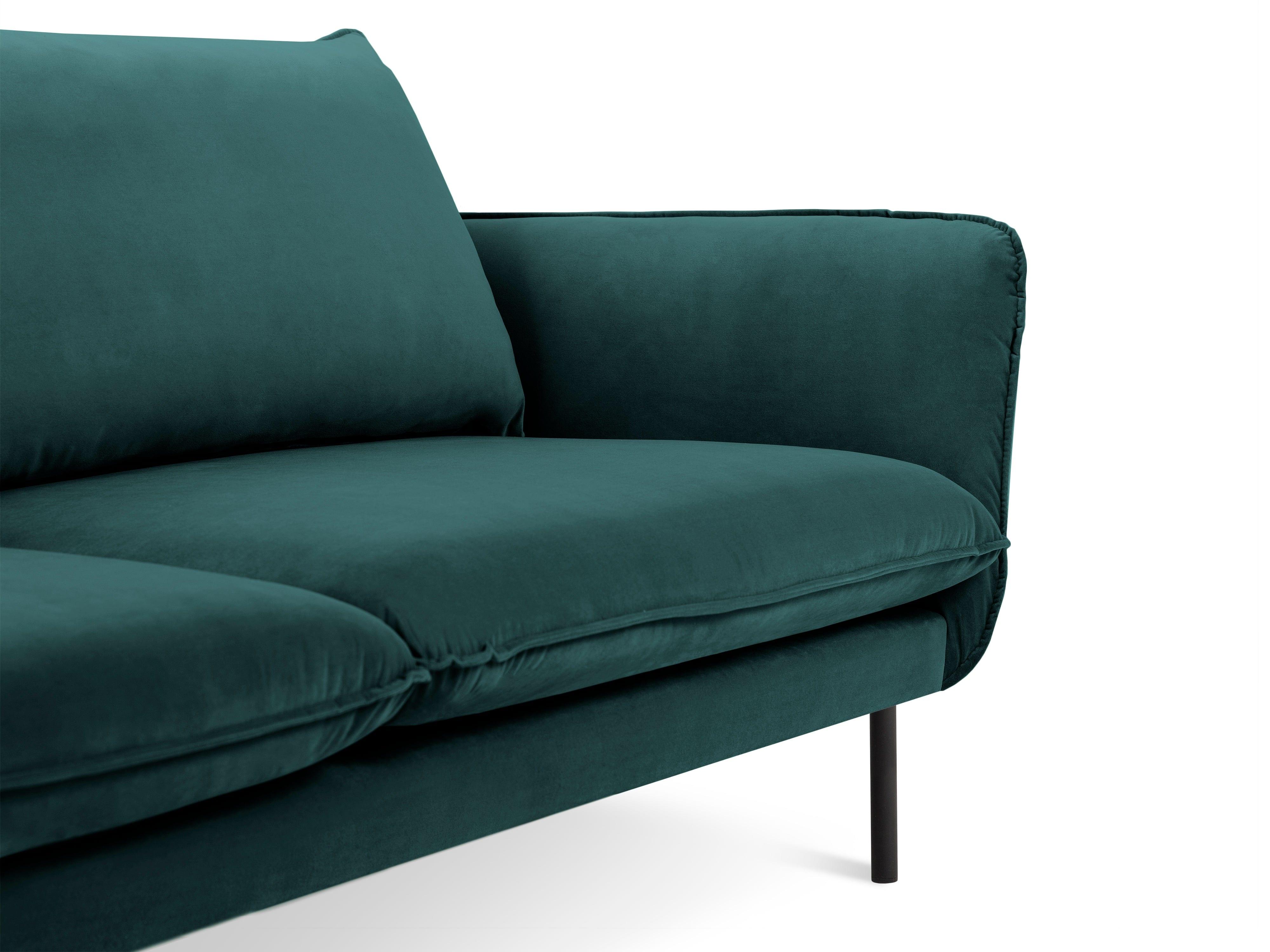 Sofa aksamitna 3-osobowa VIENNA morski z czarną podstawą Cosmopolitan Design Eye on Design