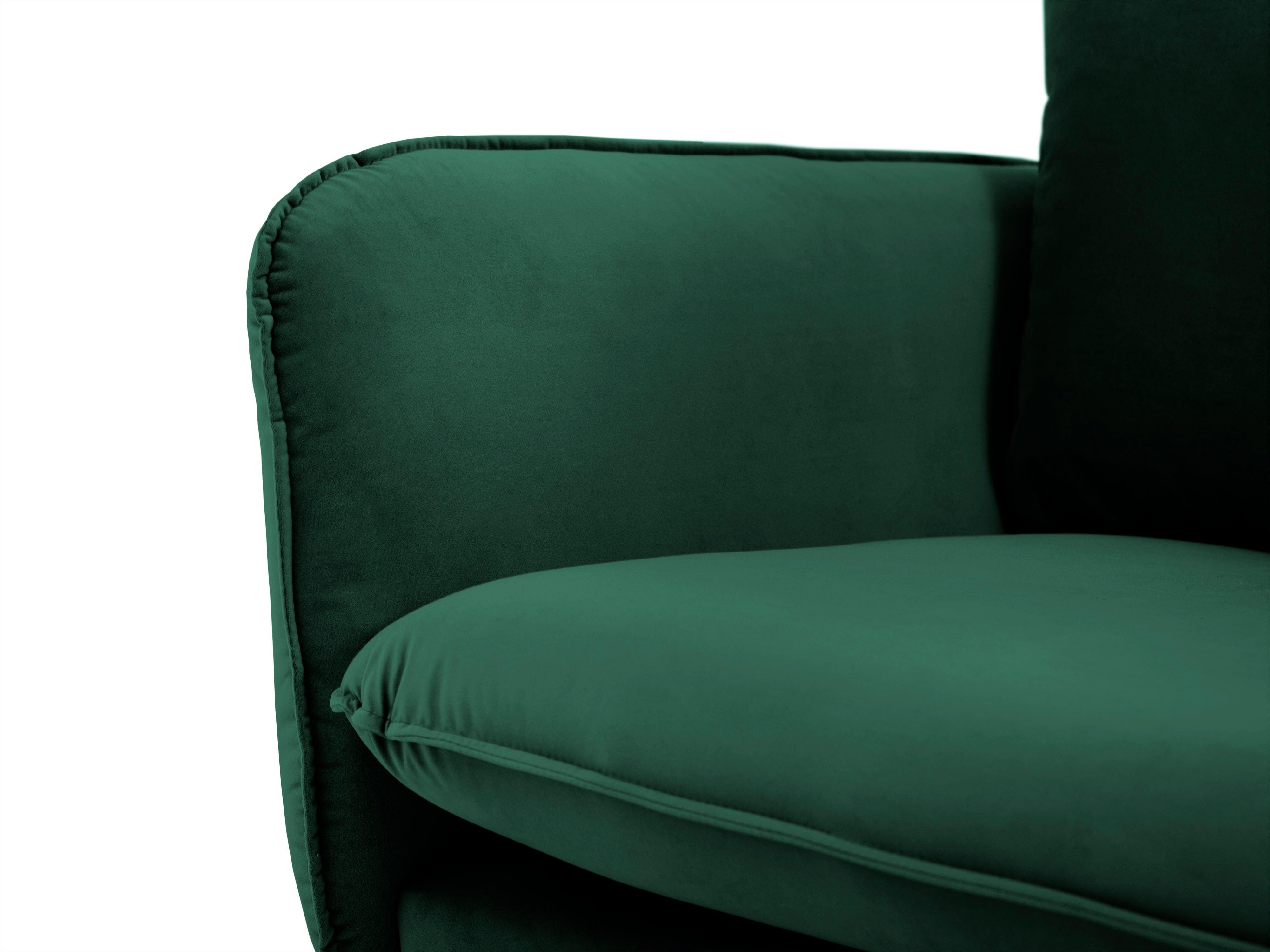 Sofa aksamitna 3-osobowa VIENNA zielony ze złotą podstawą Cosmopolitan Design Eye on Design