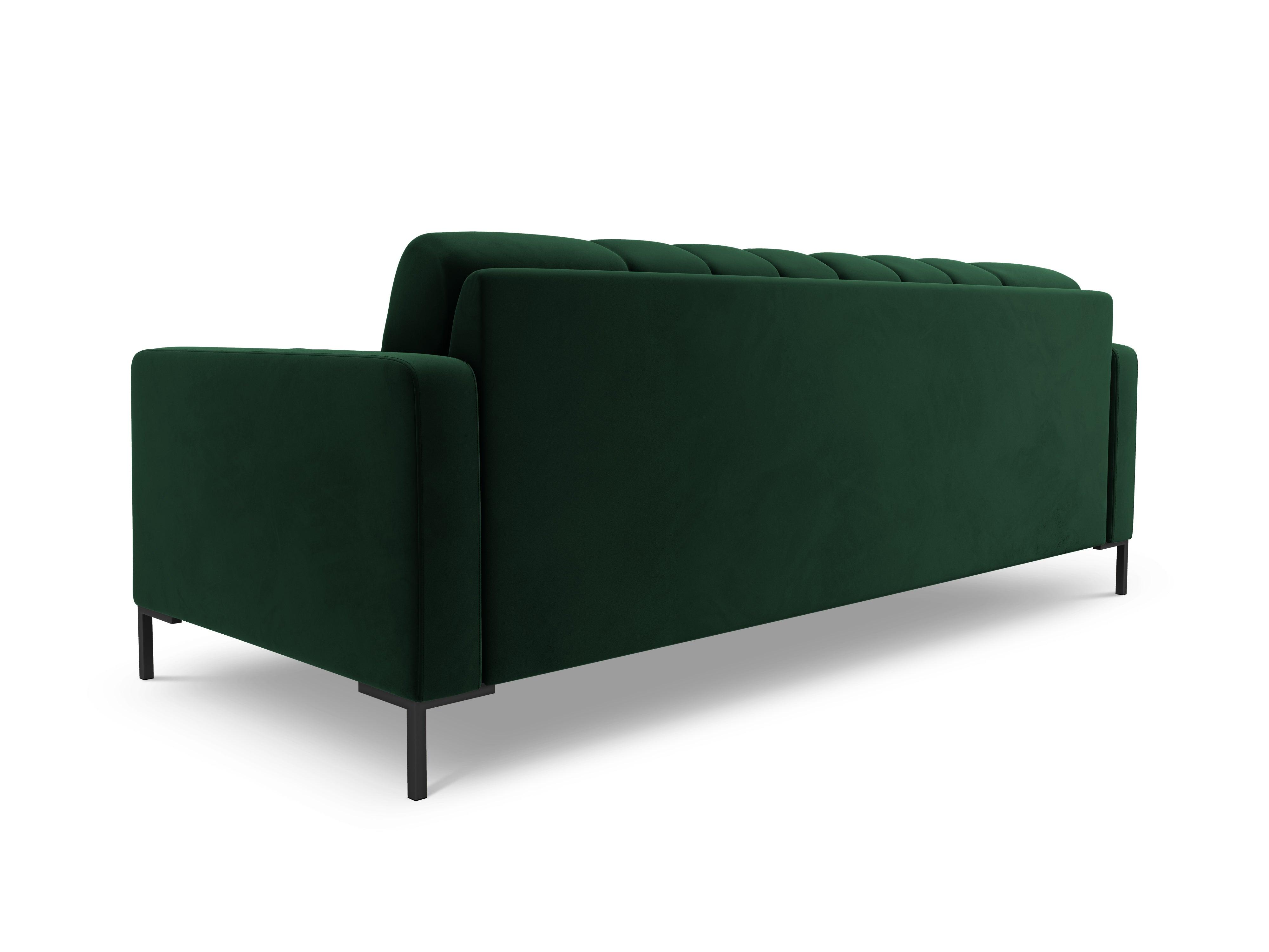 Sofa aksamitna 4-osobowa BALI butelkowa zieleń z czarną podstawą Cosmopolitan Design Eye on Design