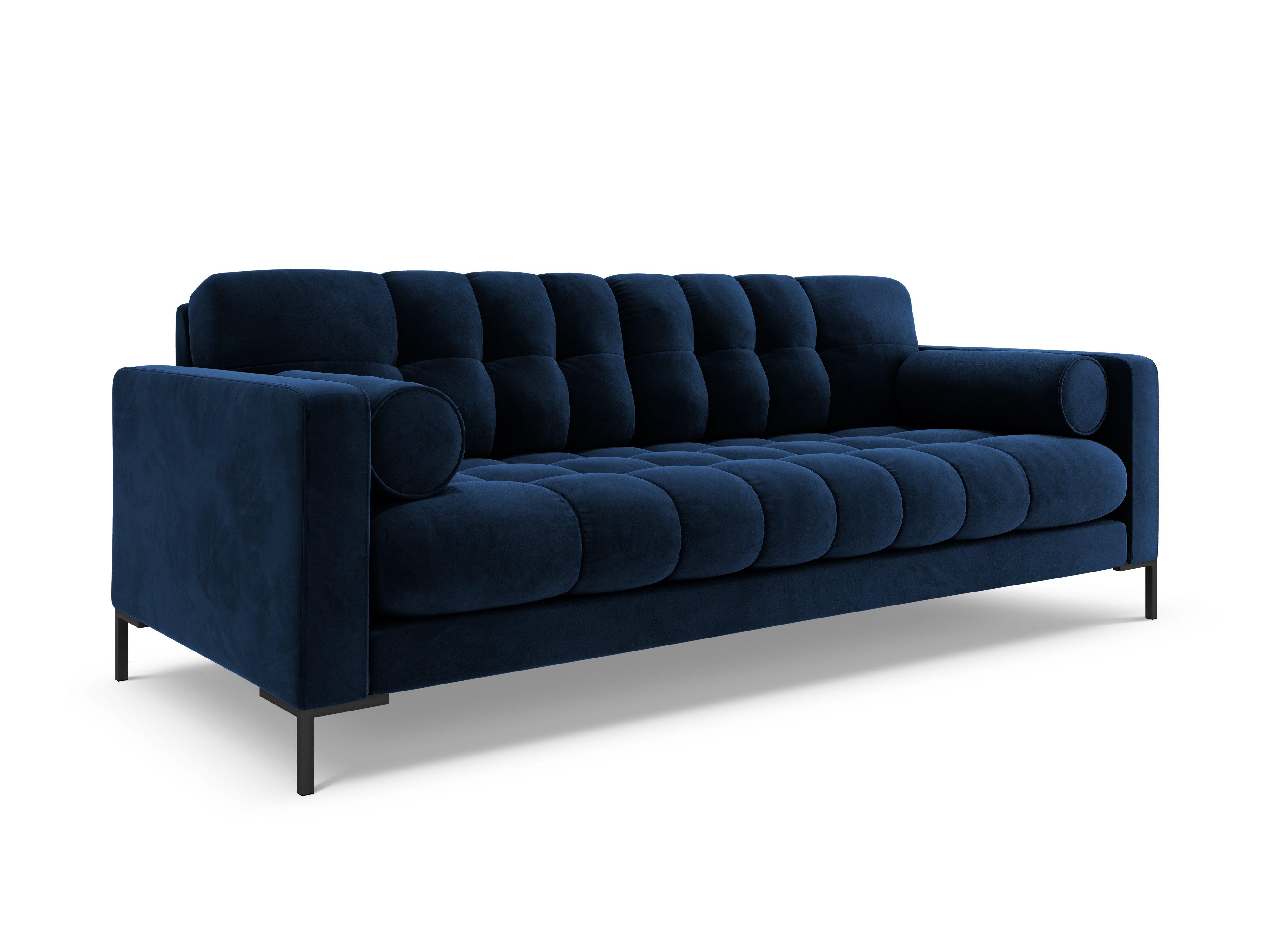 Sofa aksamitna 4-osobowa BALI granat królewski z czarną podstawą Cosmopolitan Design Eye on Design