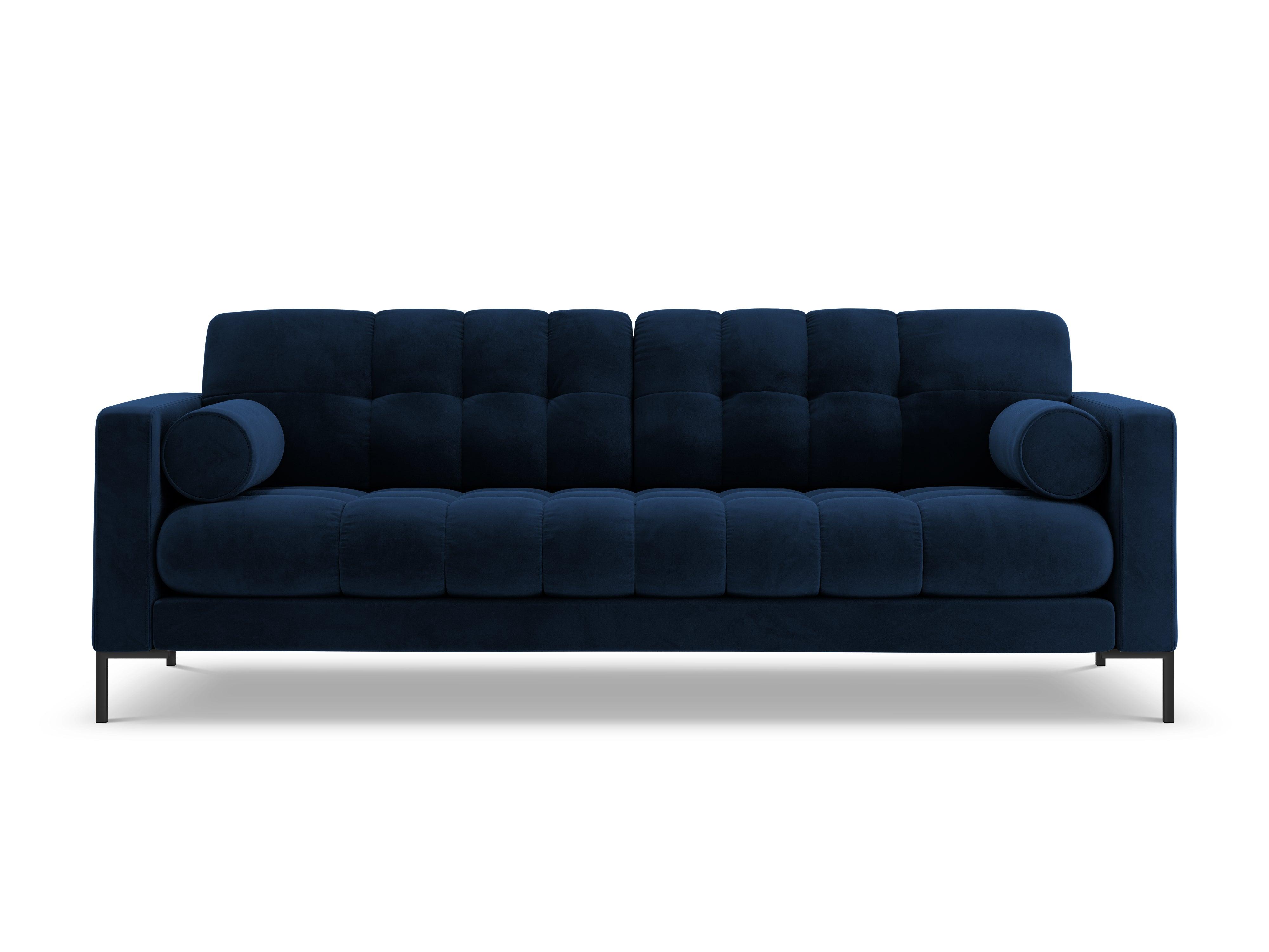 Sofa aksamitna 4-osobowa BALI granat królewski z czarną podstawą Cosmopolitan Design Eye on Design