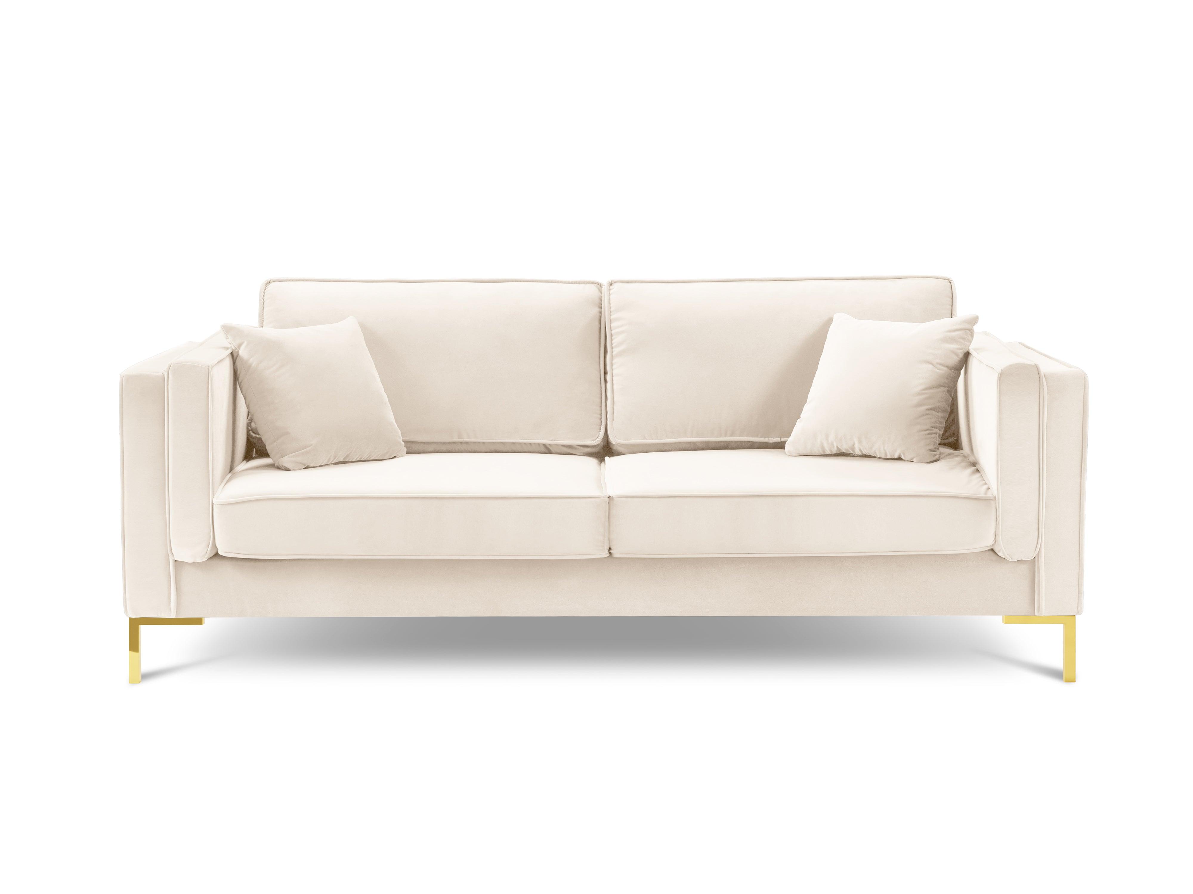 Sofa aksamitna 4-osobowa LUIS beżowy ze złotą podstawą Milo Casa Eye on Design