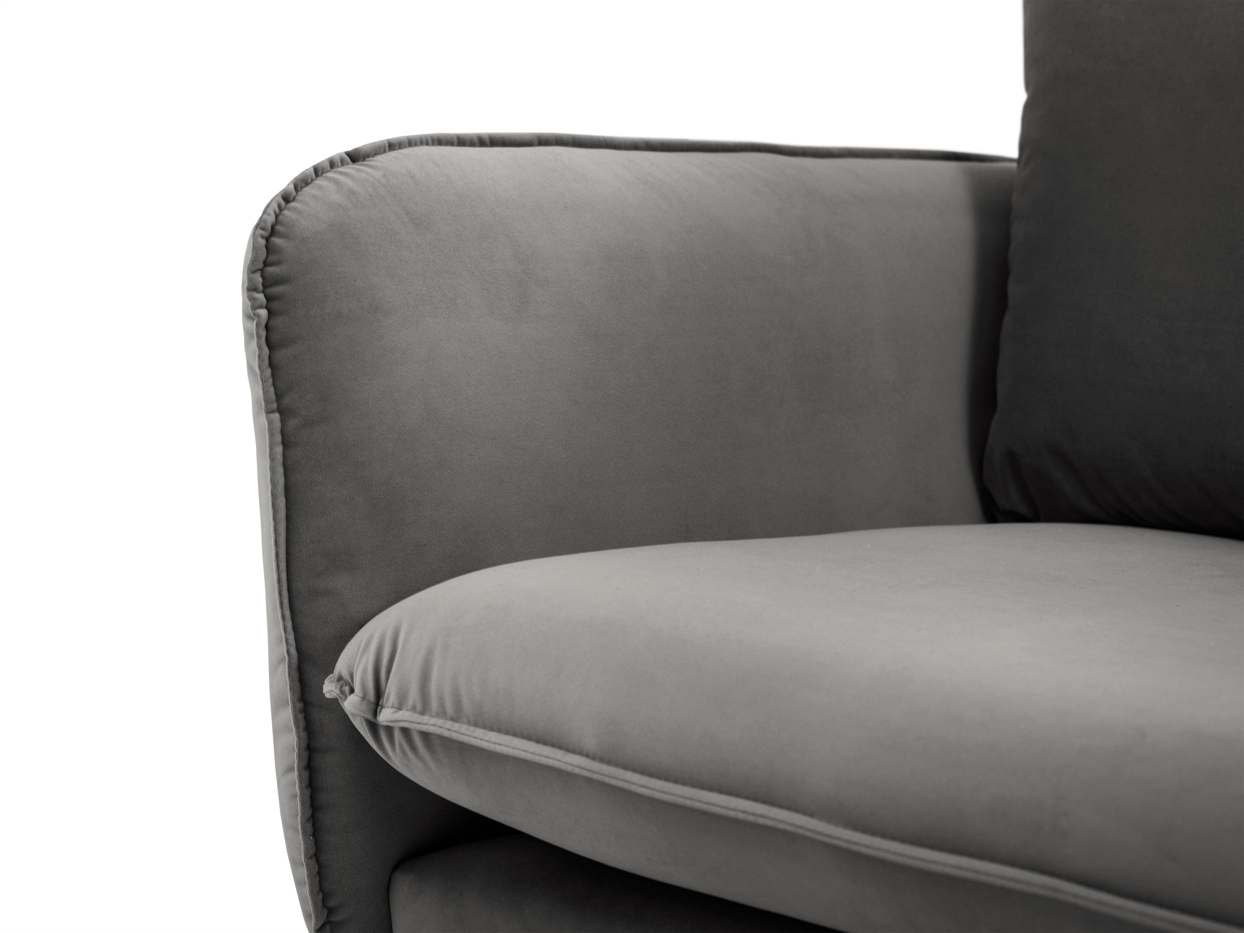 Sofa aksamitna 4-osobowa VIENNA ciemnoszary ze złotą podstawą Cosmopolitan Design Eye on Design