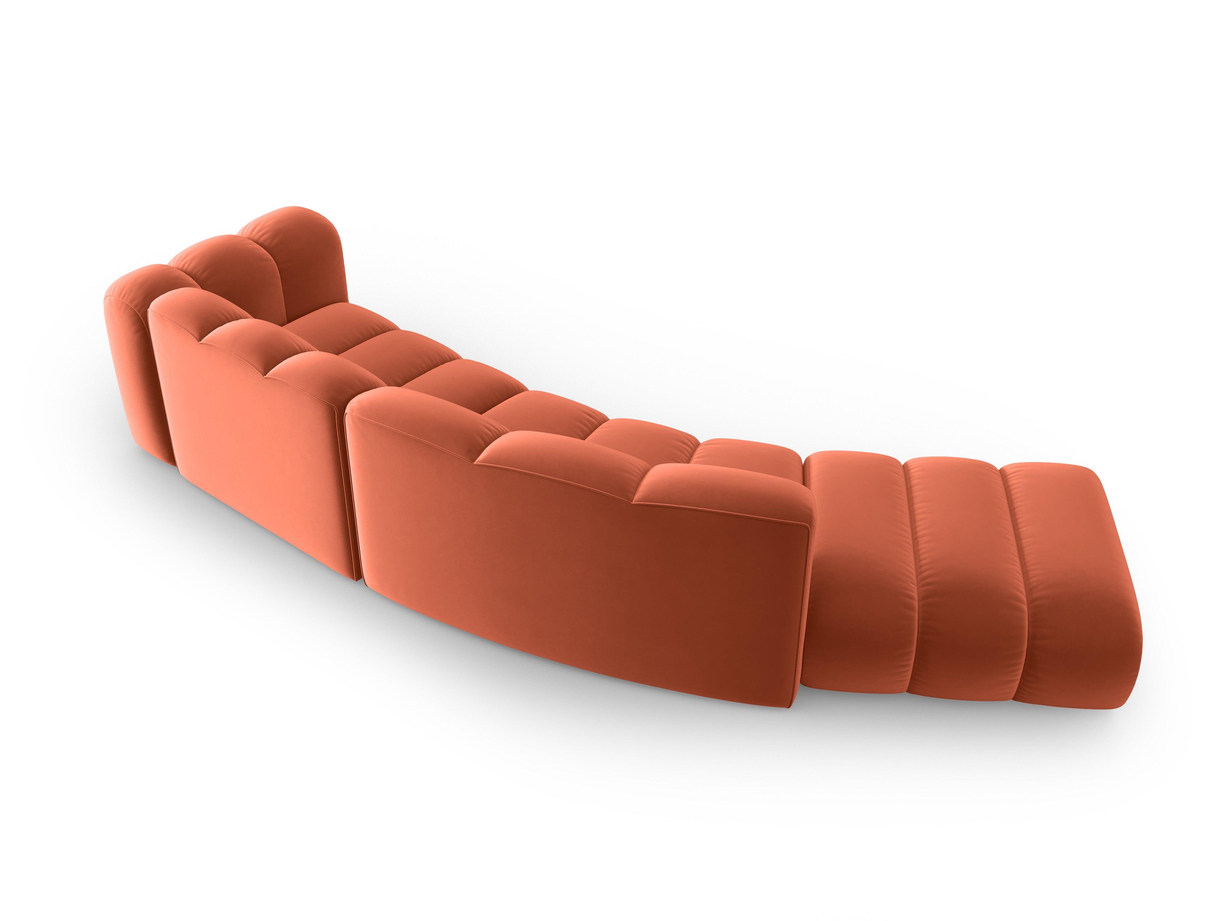 Sofa aksamitna 5-osobowa lewostronna SKYLER koralowy Interieurs 86 Eye on Design