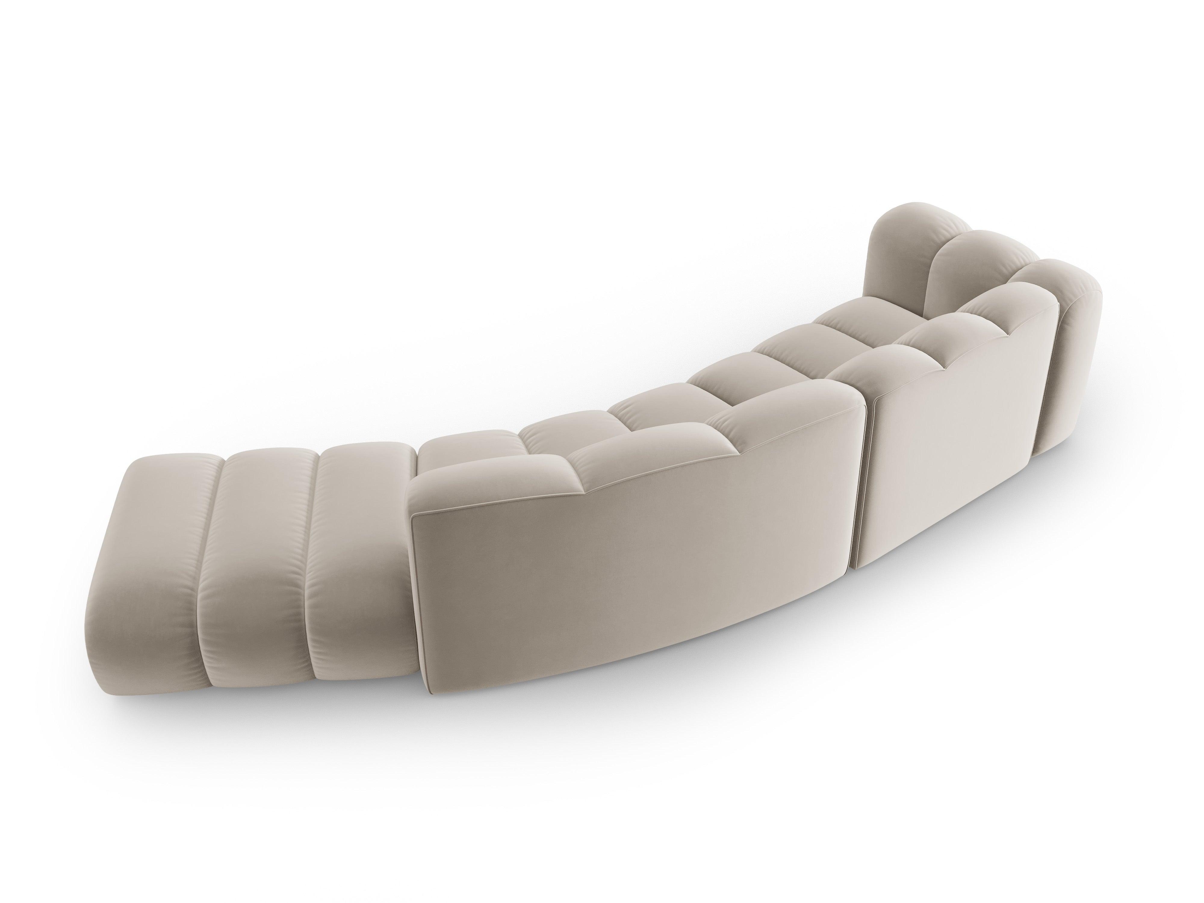 Sofa aksamitna 5-osobowa prawostronna SKYLER beżowy Interieurs 86 Eye on Design