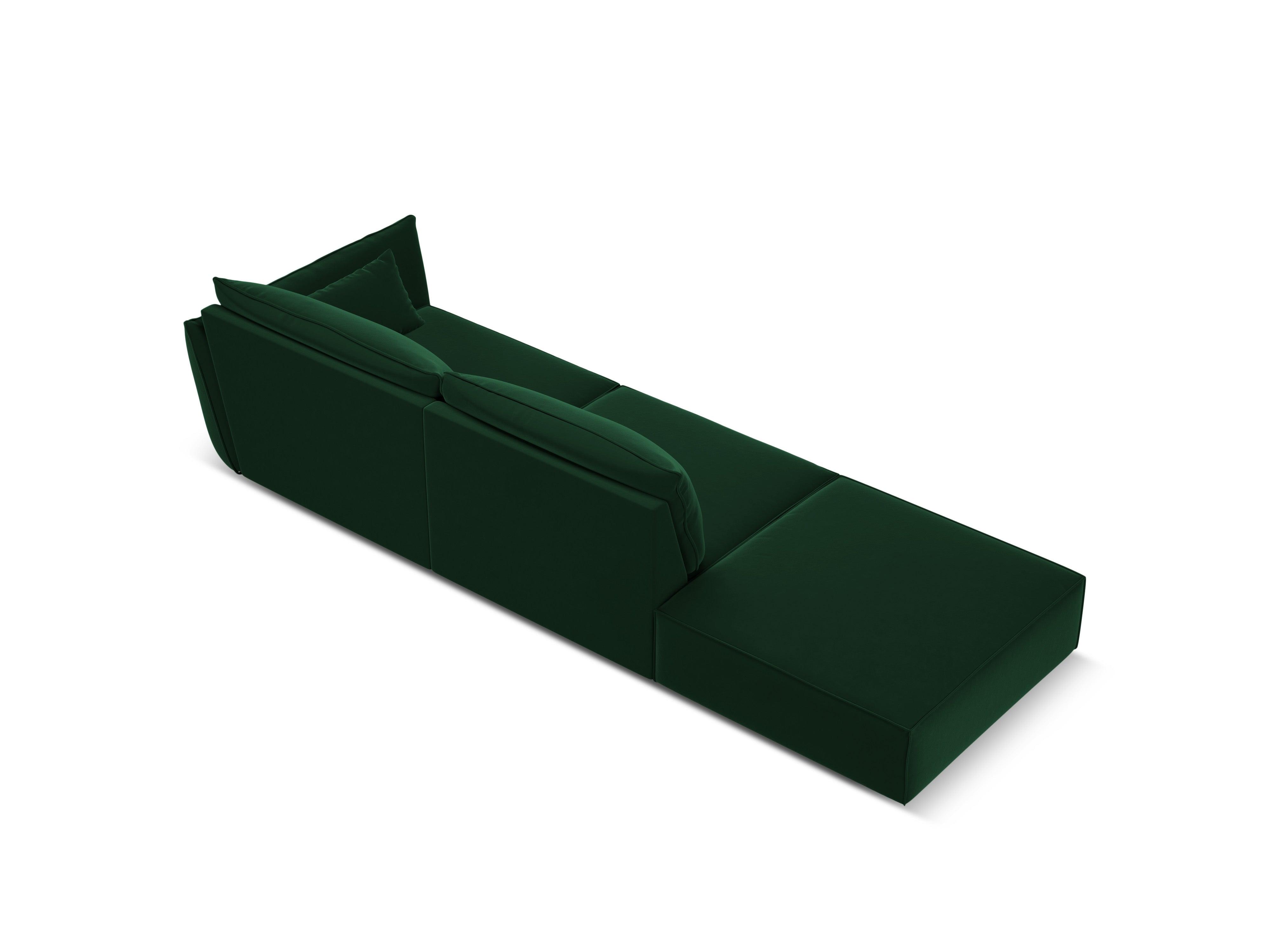Sofa aksamitna lewostronna otwarta VANDA butelkowa zieleń Mazzini Sofas Eye on Design
