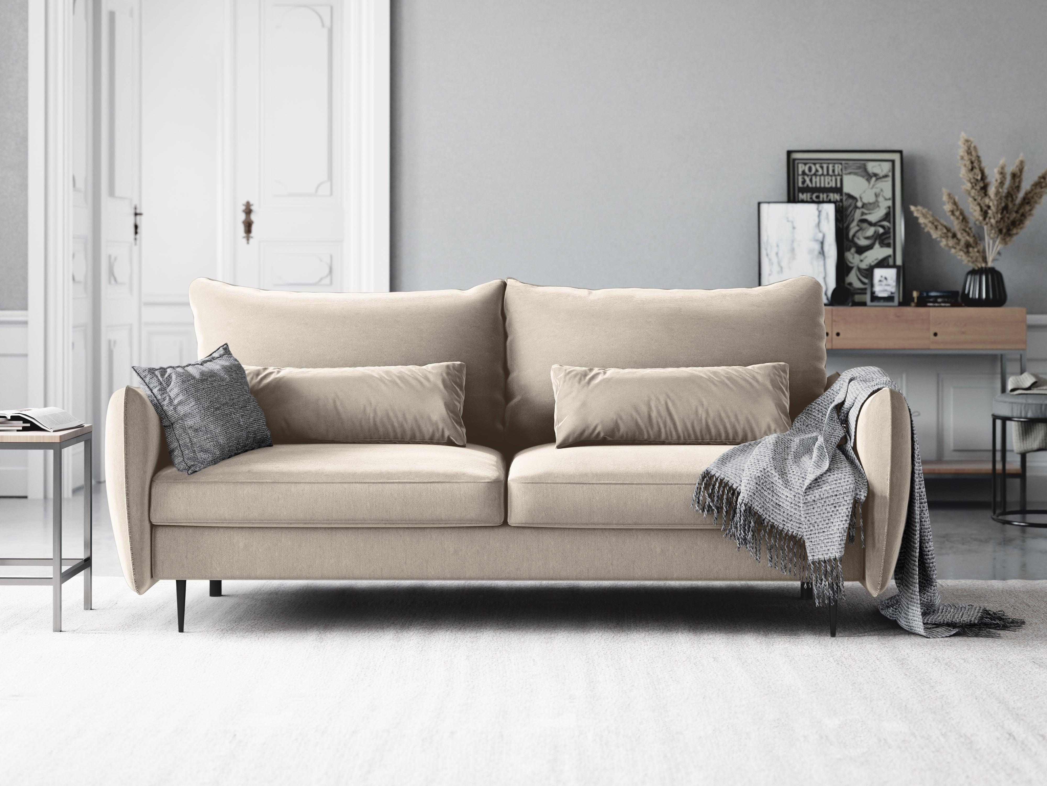Sofa aksamitna z funkcją spania VERMONT beżowy Cosmopolitan Design Eye on Design