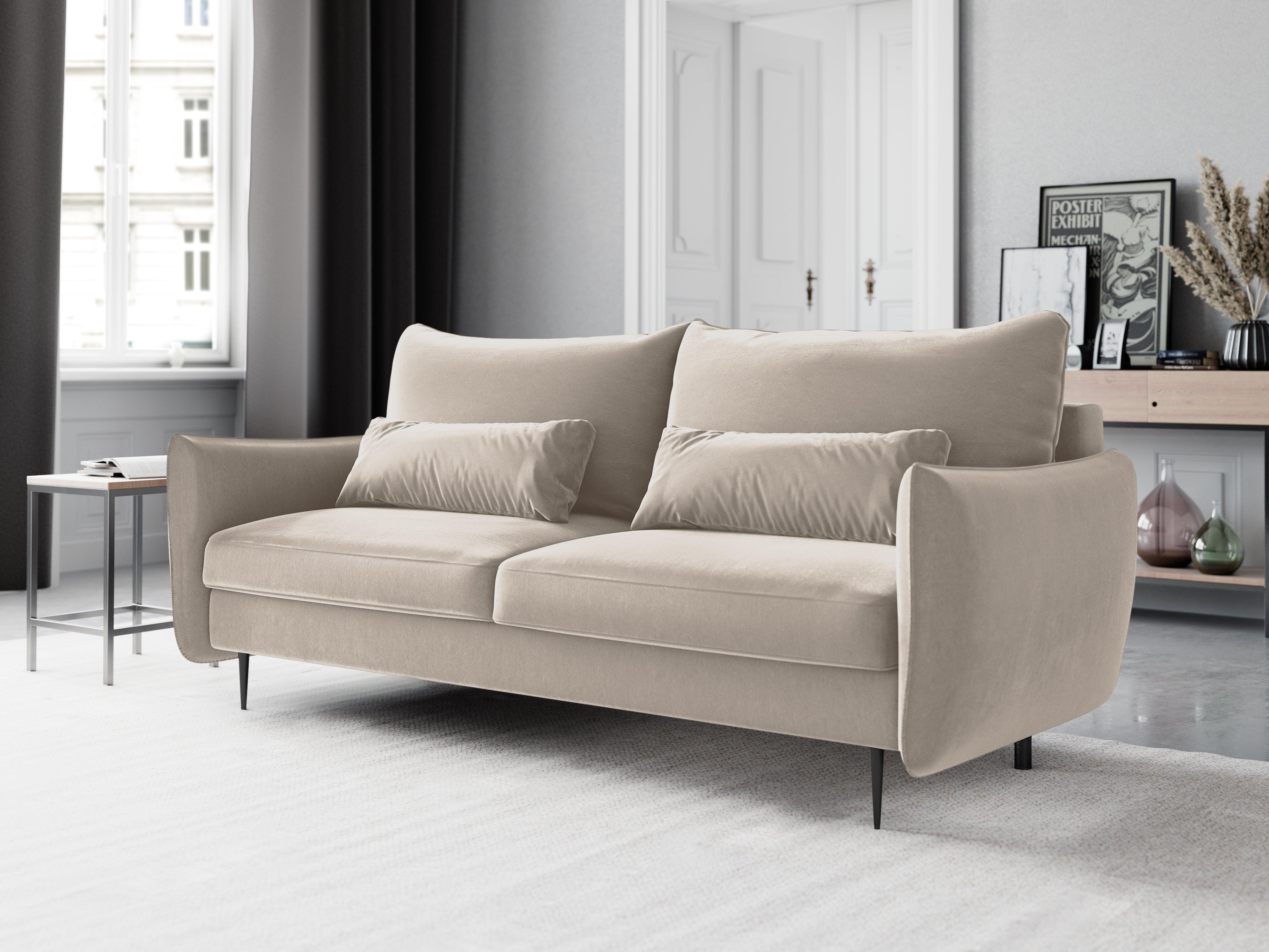 Sofa aksamitna z funkcją spania VERMONT beżowy Cosmopolitan Design Eye on Design