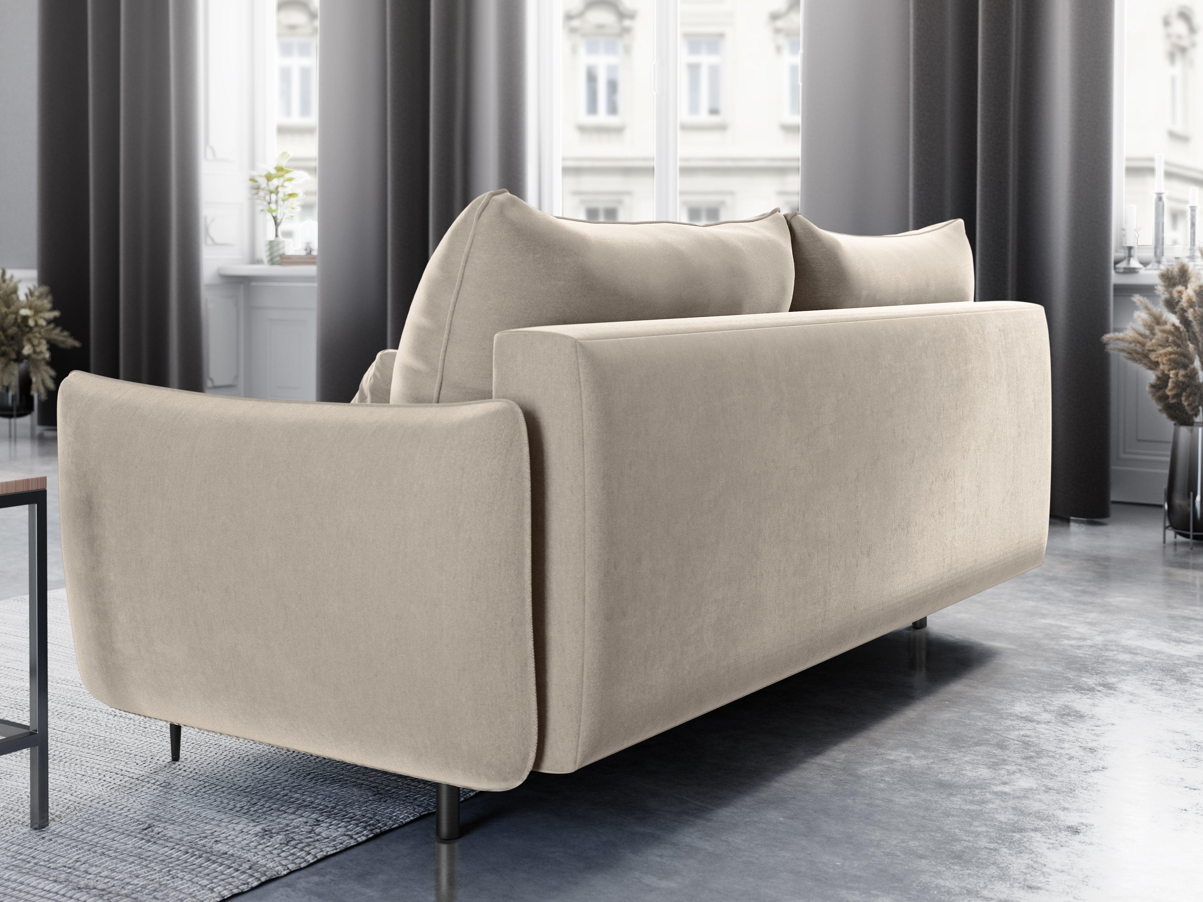 Sofa aksamitna z funkcją spania VERMONT beżowy Cosmopolitan Design Eye on Design