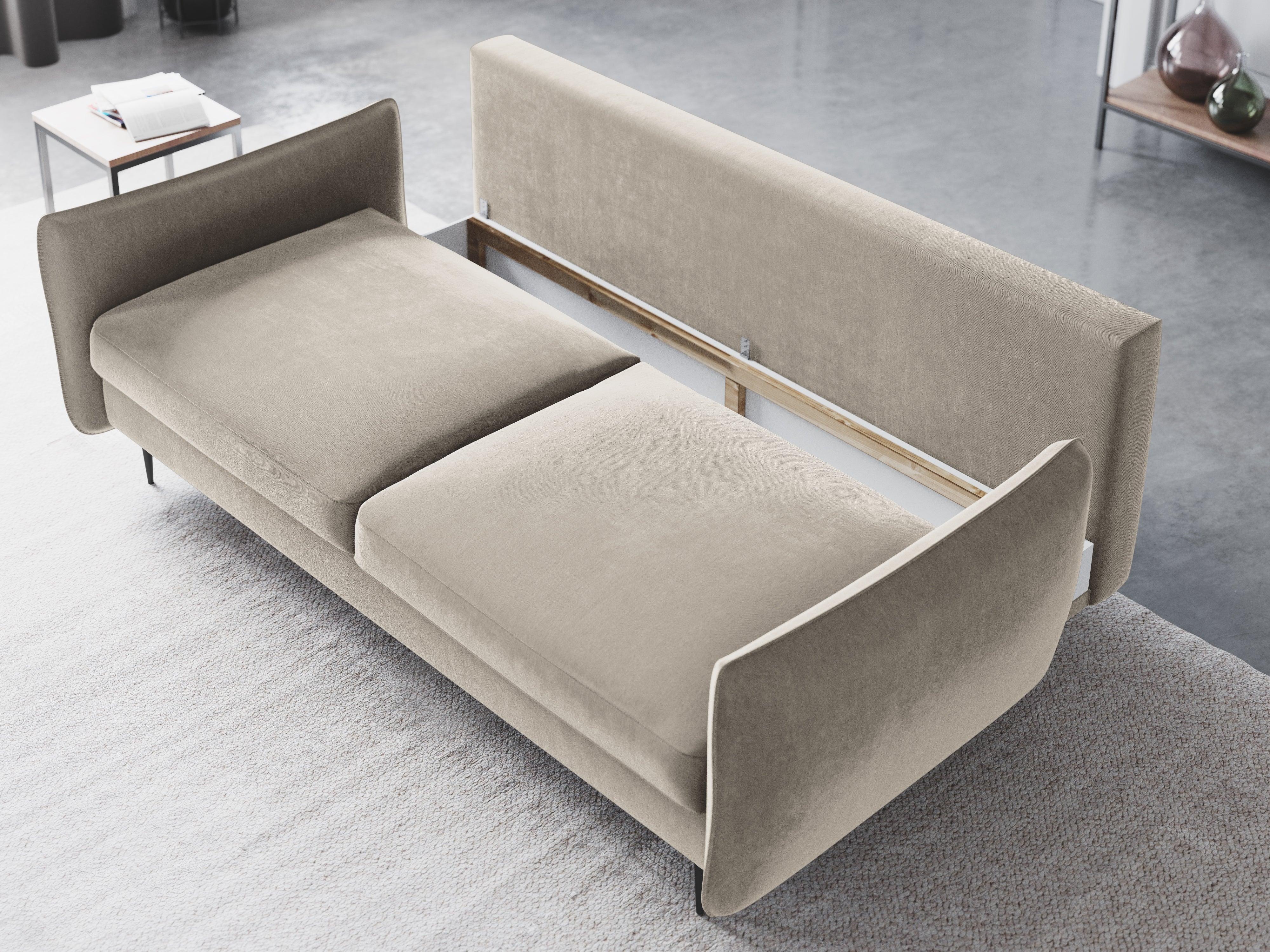 Sofa aksamitna z funkcją spania VERMONT beżowy Cosmopolitan Design Eye on Design