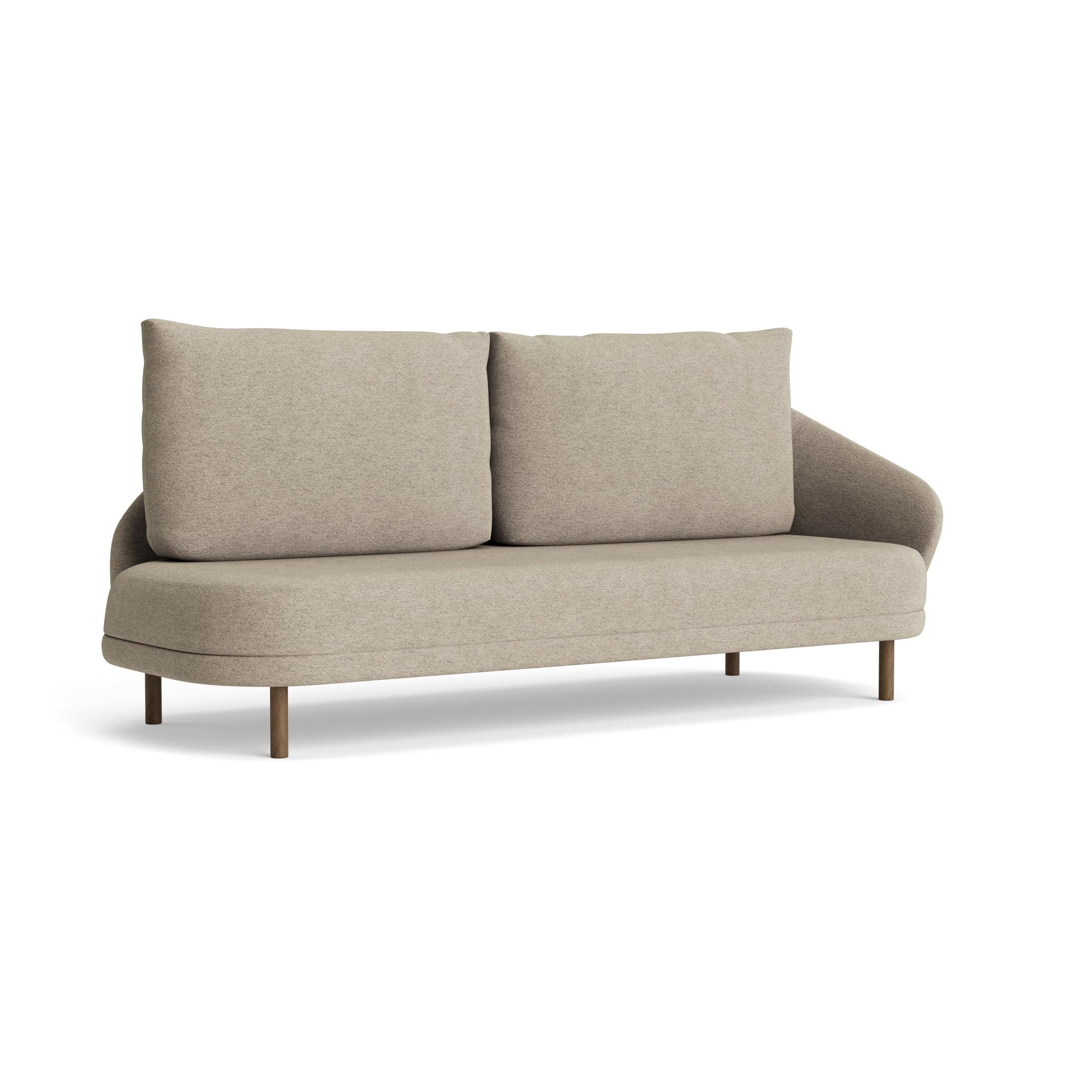Sofa lewostronna NEW WAVE dębowy NORR11 ciemnobrązowy dębowy tkanina boucle beżowy Eye on Design