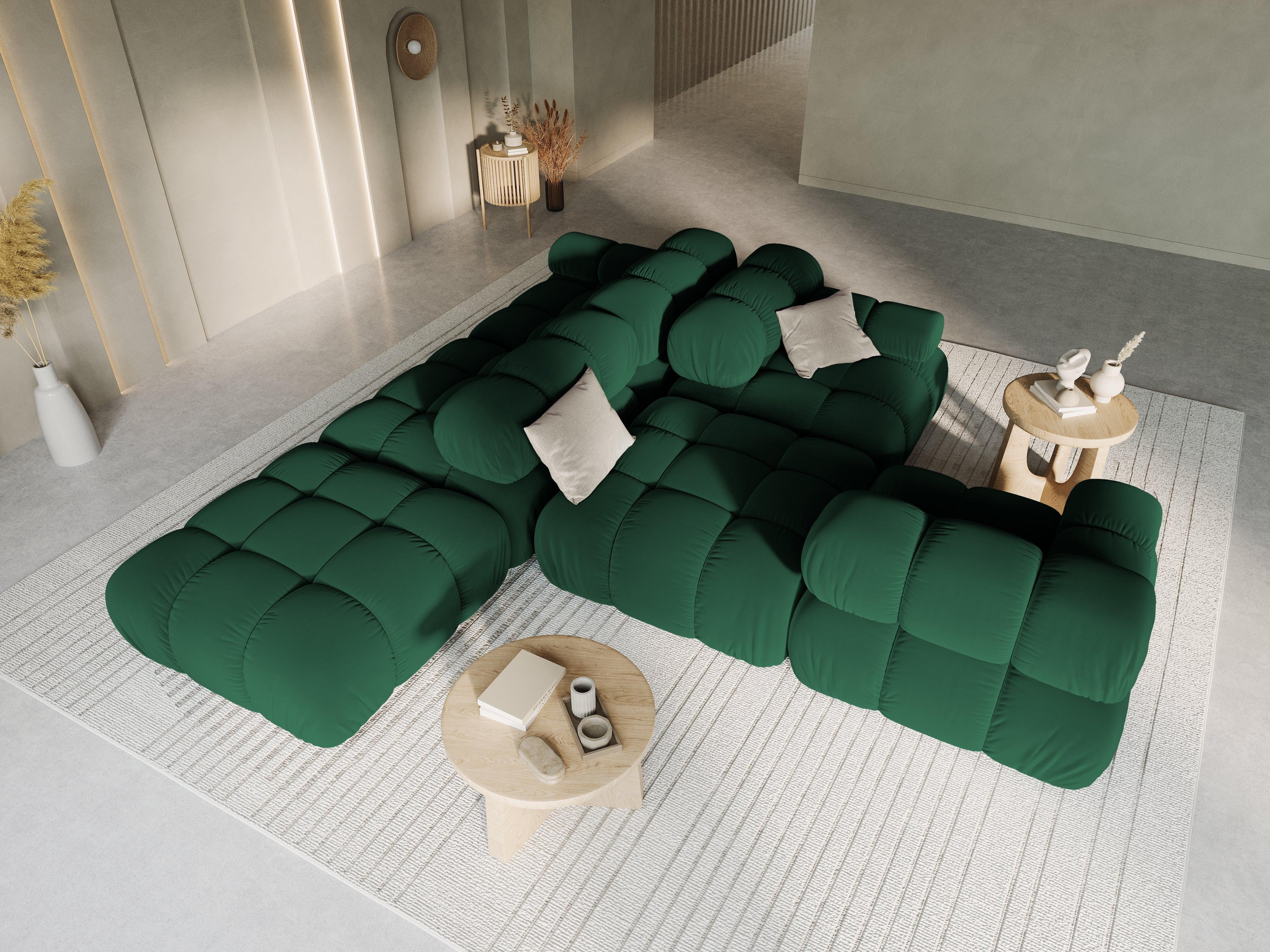Sofa modułowa aksamitna lewostronna 4-osobowa TROPEA butelkowa zieleń Milo Casa Eye on Design
