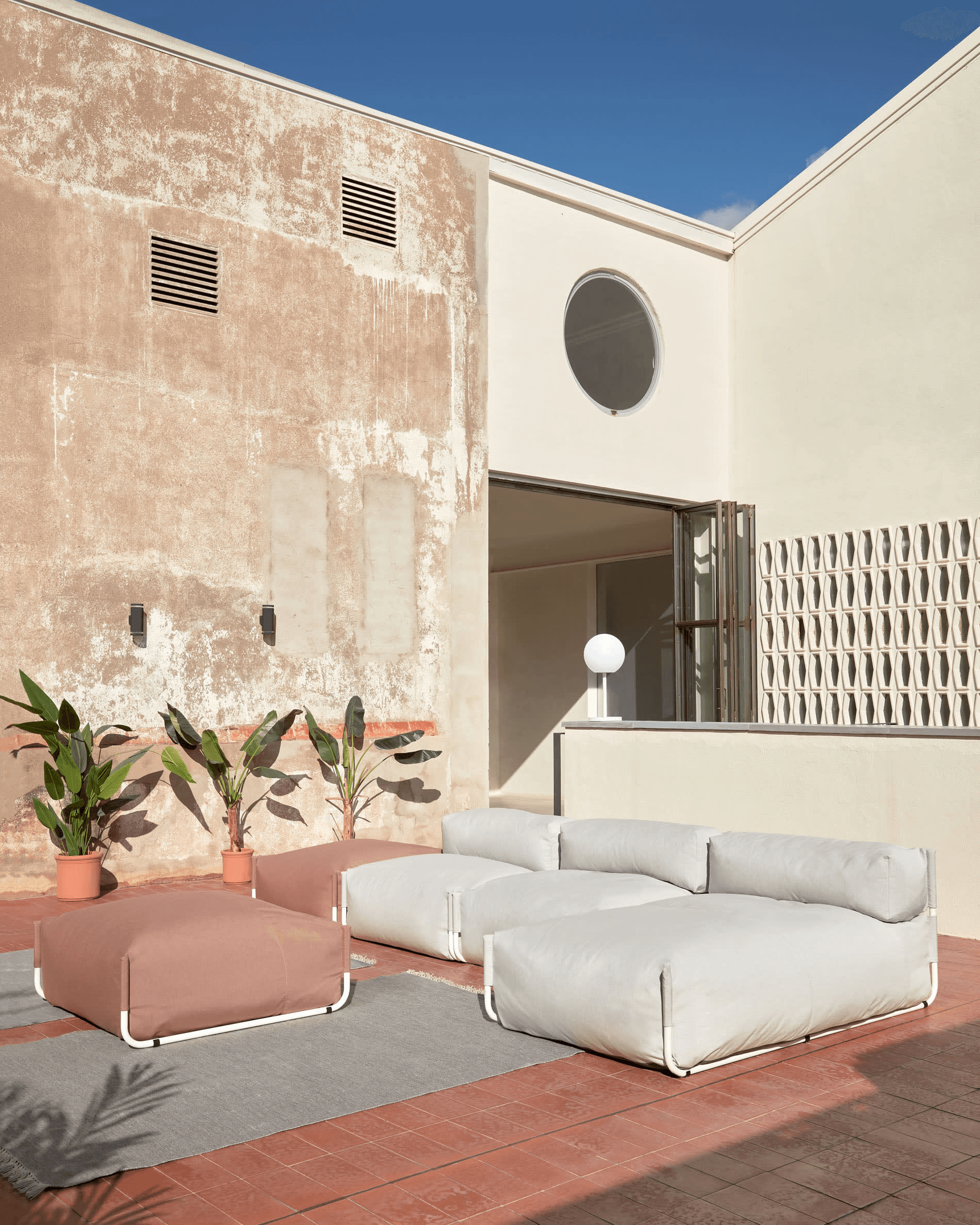 Sofa modułowa ogrodowa SQUARE - szezlong jasnoszary La Forma Eye on Design