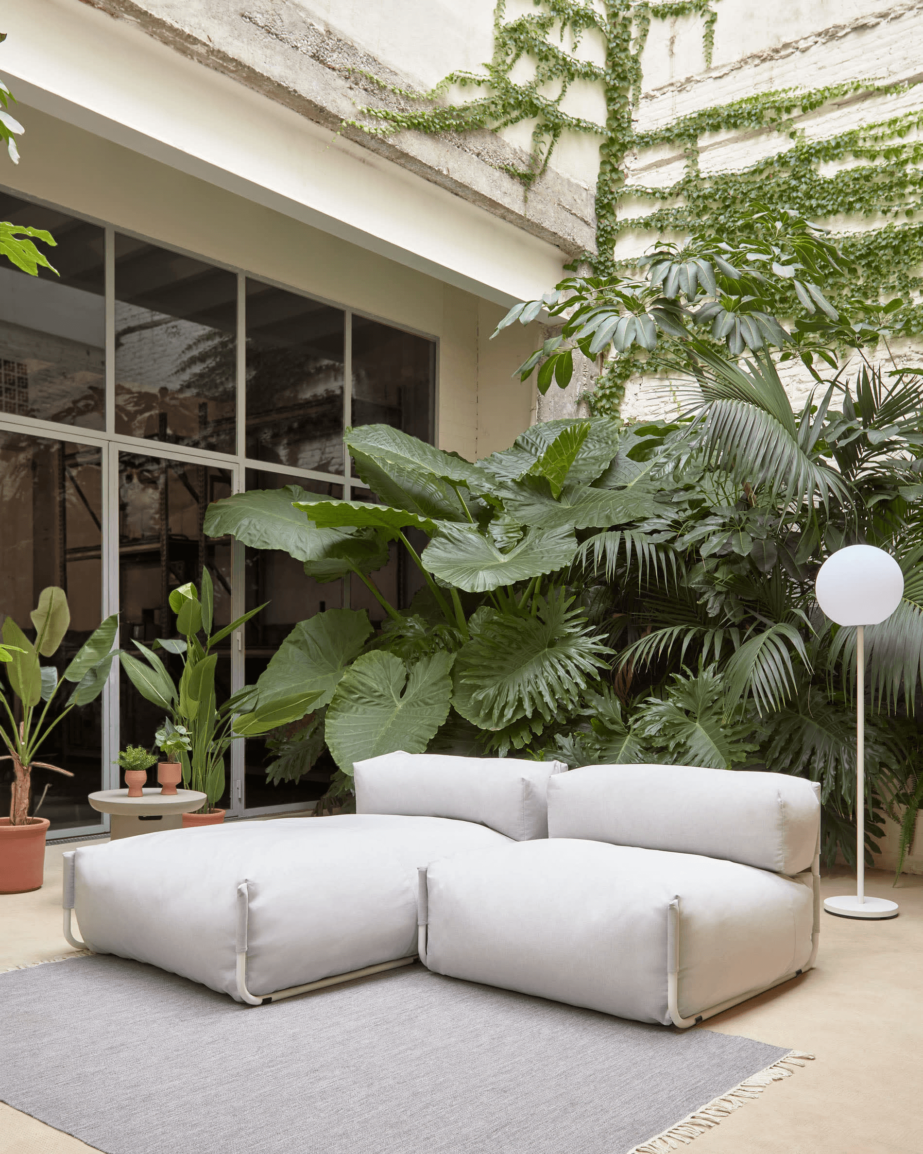 Sofa modułowa ogrodowa SQUARE - szezlong jasnoszary La Forma Eye on Design