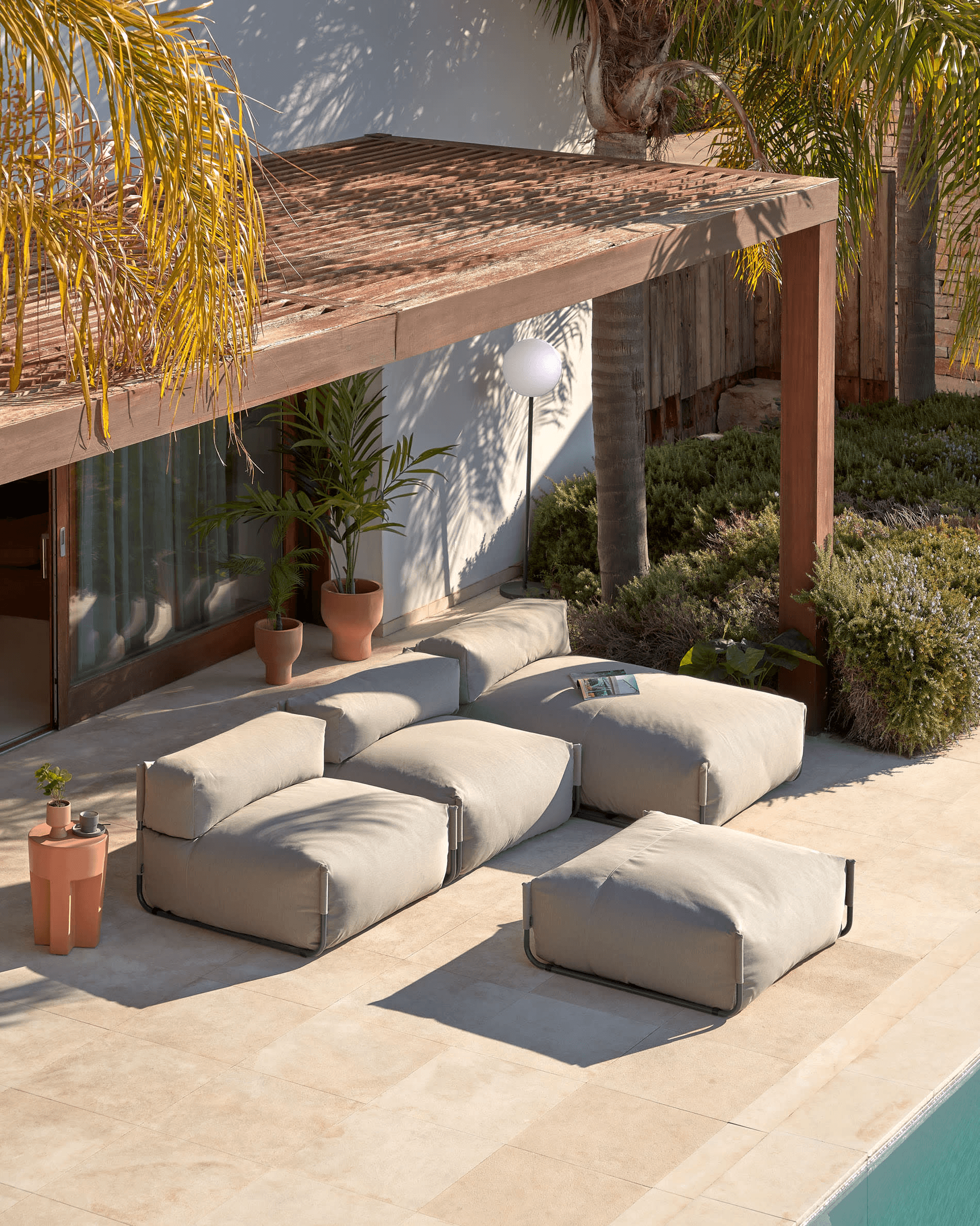 Sofa modułowa ogrodowa SQUARE - szezlong khaki La Forma Eye on Design