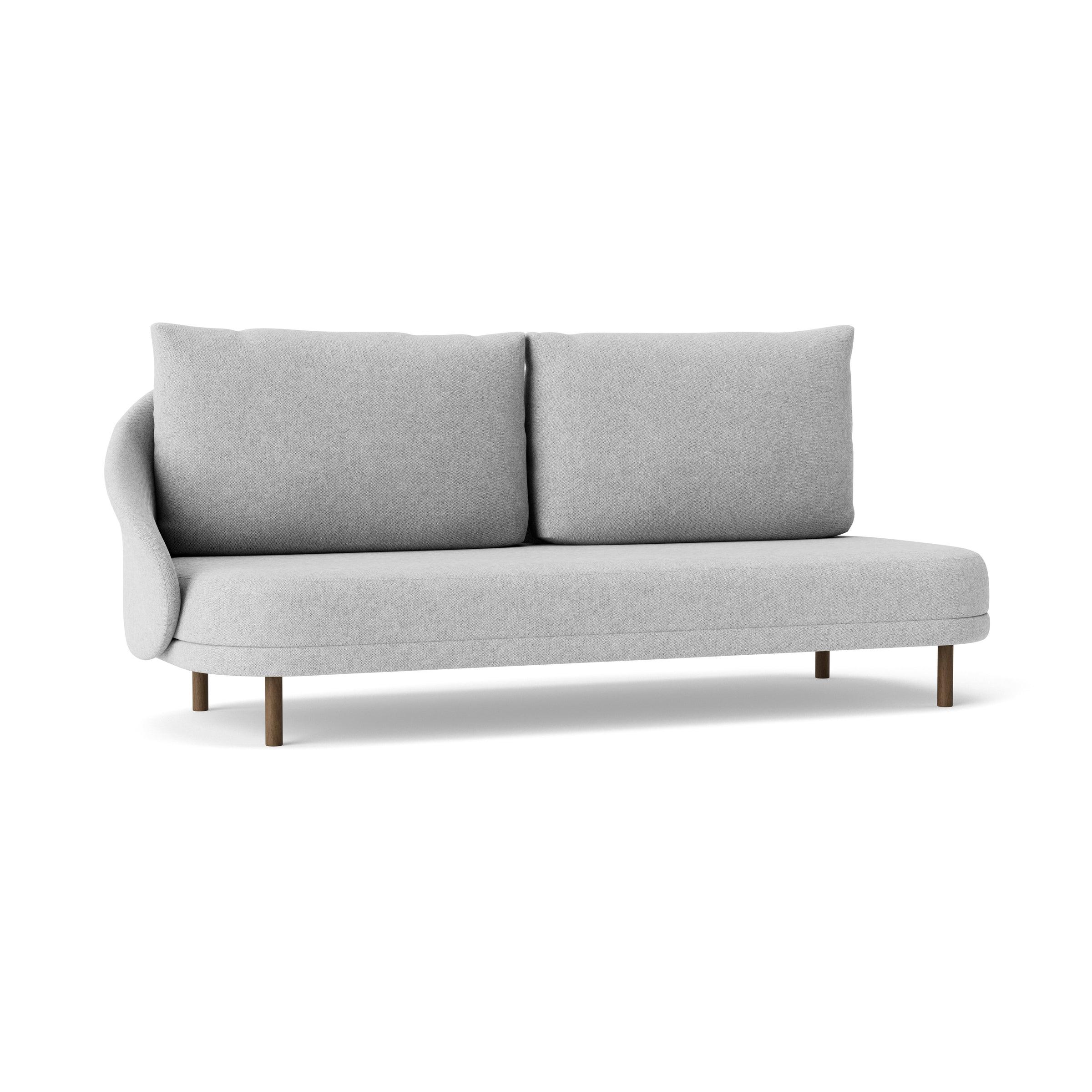 Sofa prawostronna NEW WAVE dębowy NORR11 ciemnobrązowy dębowy tkanina jasnoszary Eye on Design
