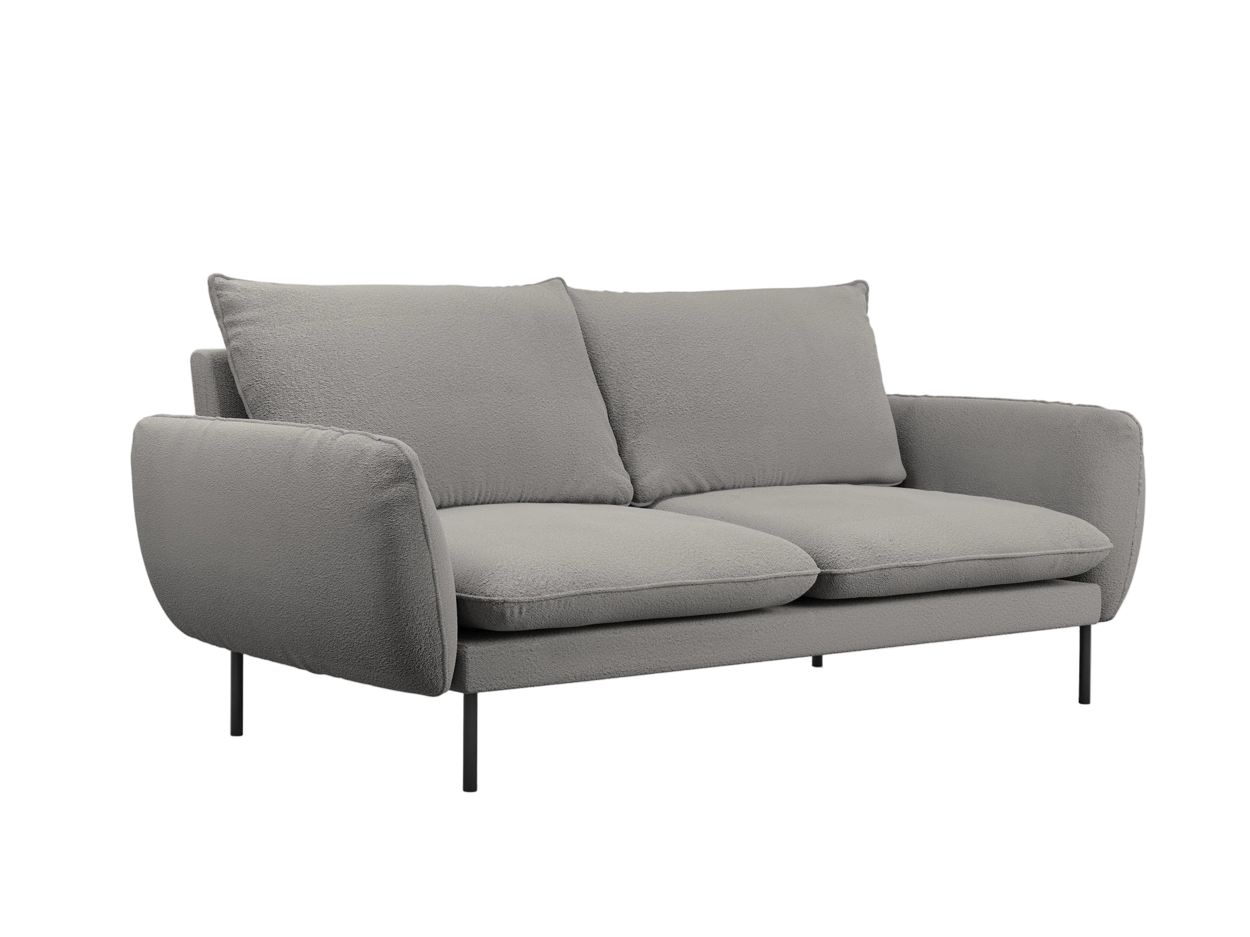 Sofa w tkaninie boucle 3-osobowa VIENNA szary z czarną podstawą Cosmopolitan Design Eye on Design