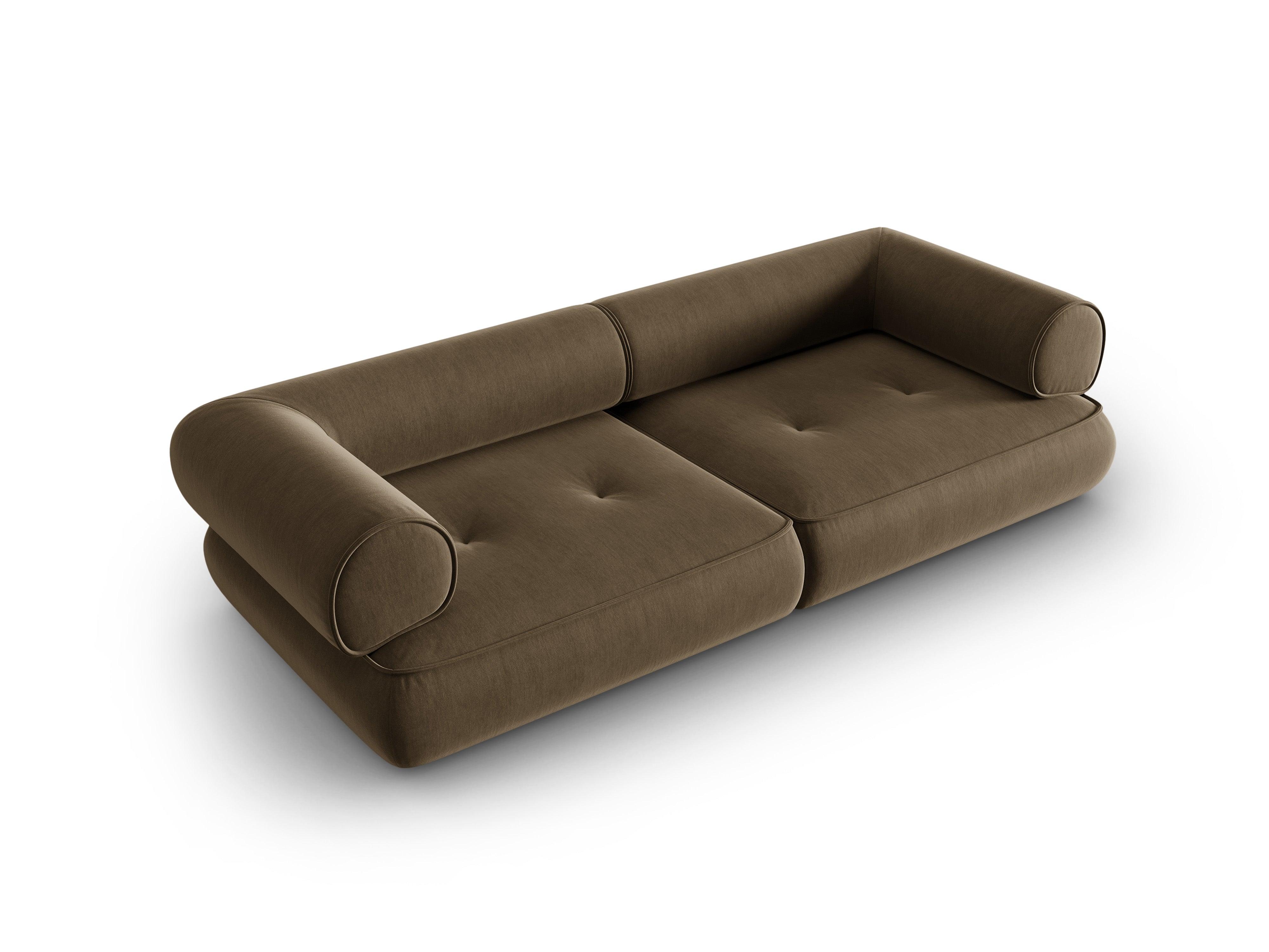 Sofa w tkaninie szenilowej 3-osobowa LILY szarobrązowy Maison Heritage Eye on Design