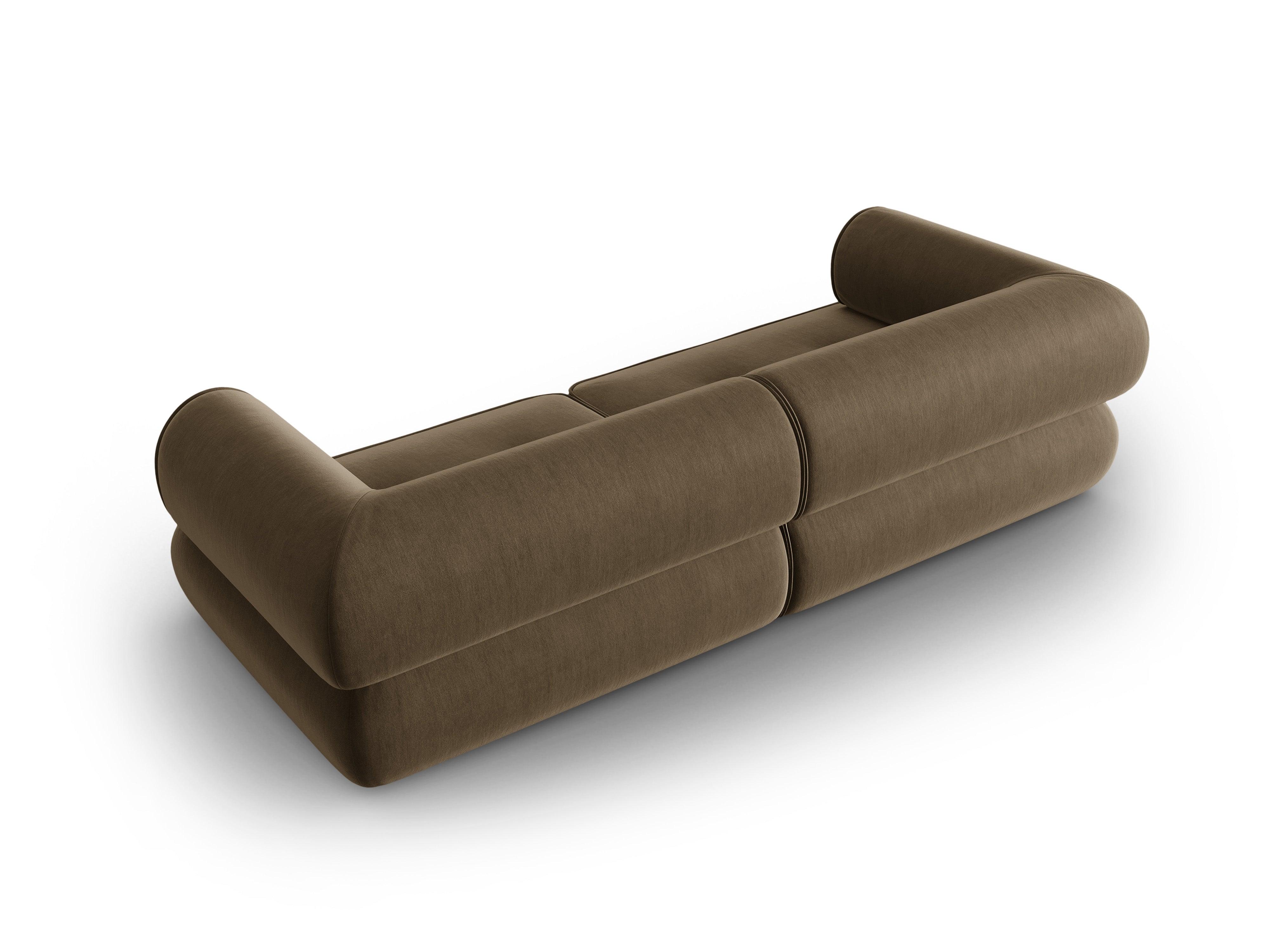 Sofa w tkaninie szenilowej 3-osobowa LILY szarobrązowy Maison Heritage Eye on Design