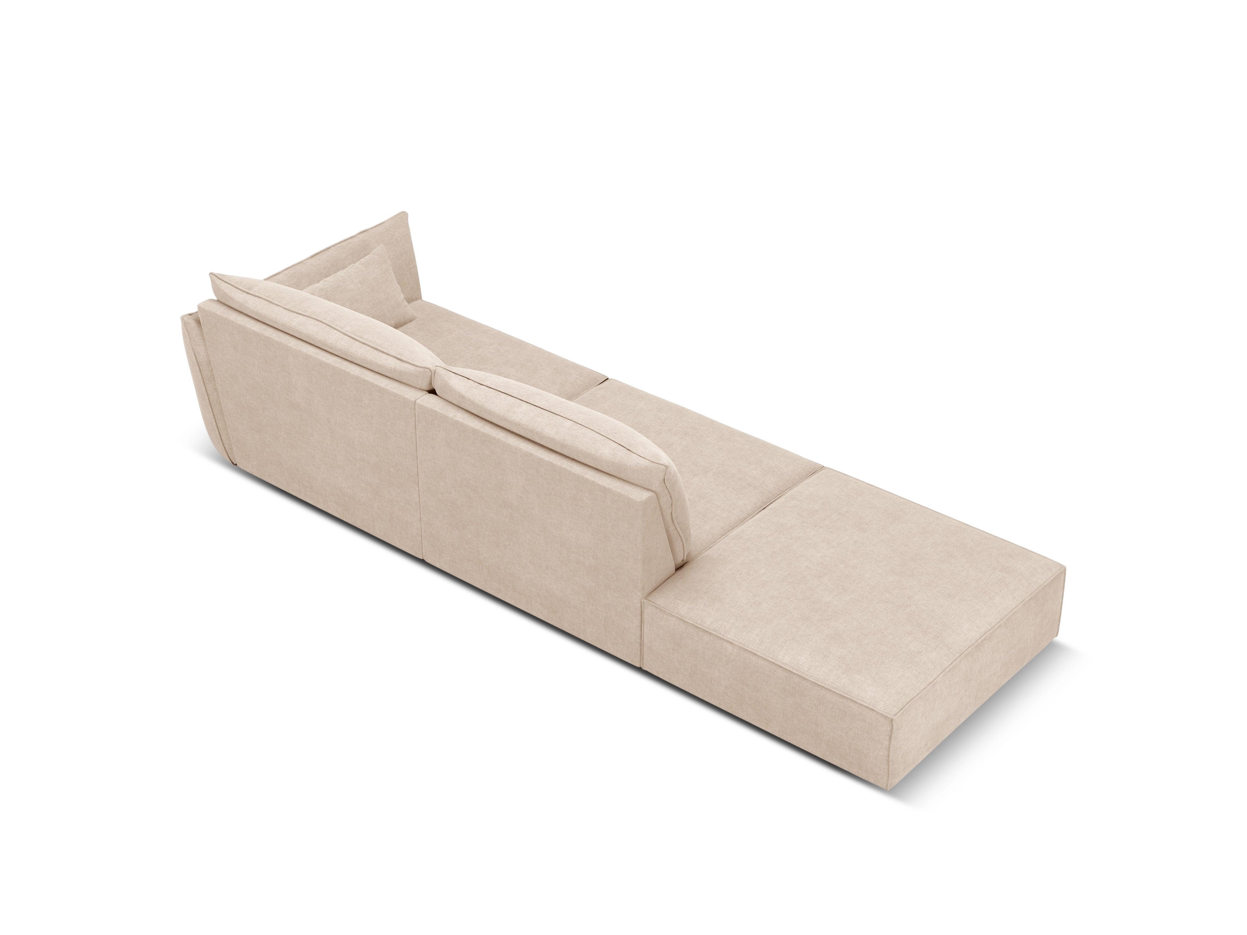 Sofa w tkaninie szenilowej lewostronna otwarta VANDA beżowy Mazzini Sofas Eye on Design